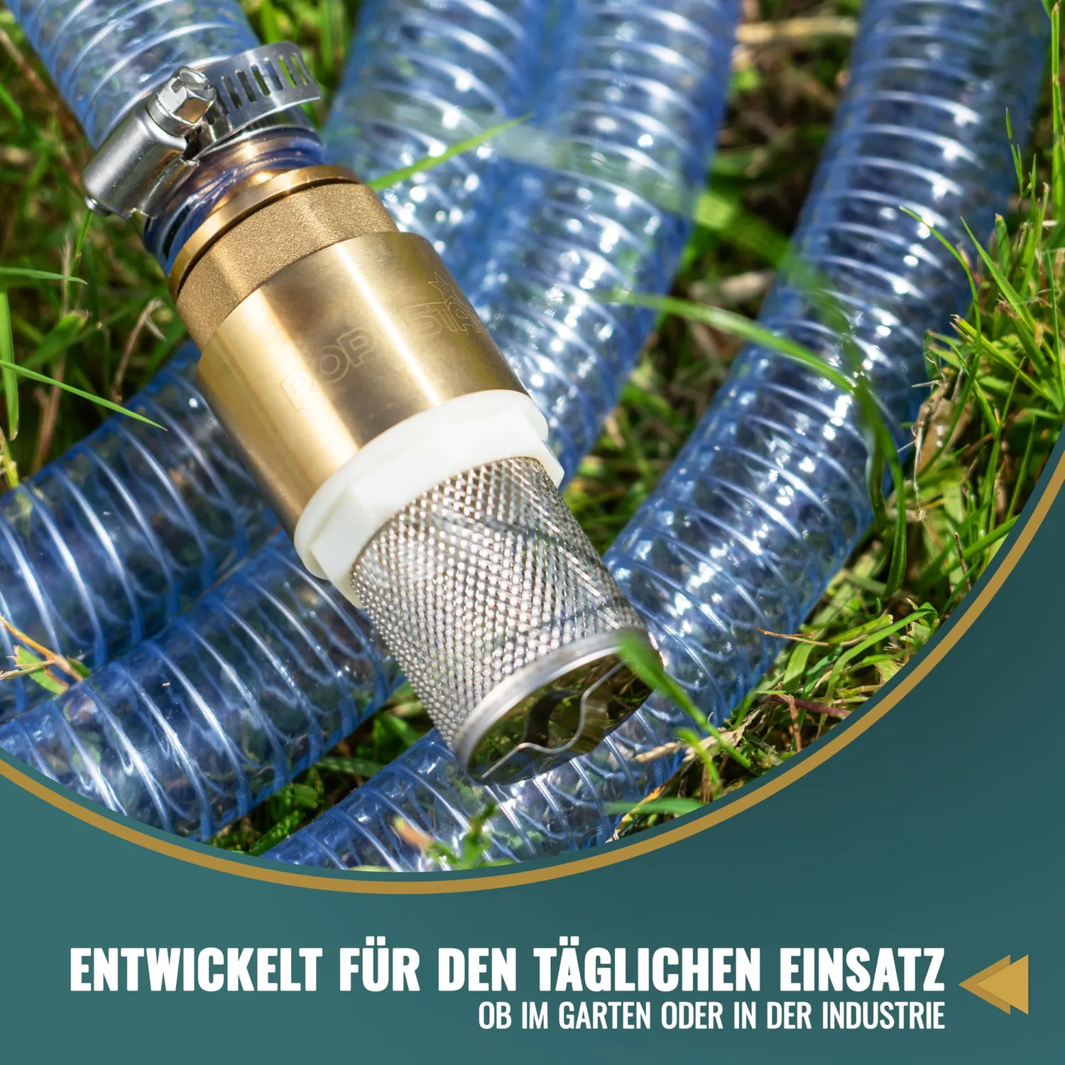 Poppstar Saugfilter Set 1 Zoll Messing Rückschlagventil Edelstahlkorb