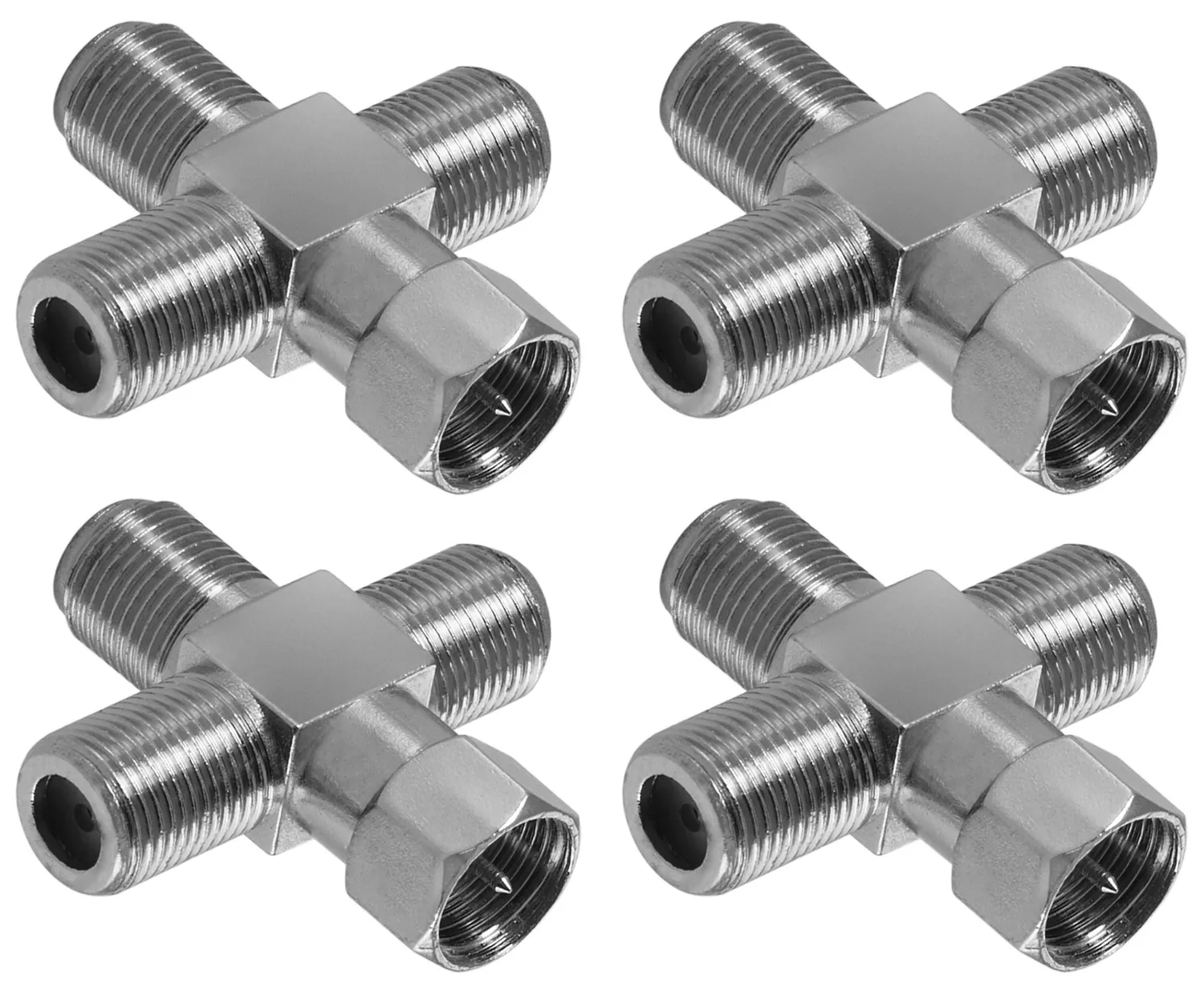 Poppstar Sat Verteiler Kreuz-Adapter 2er Set Silber