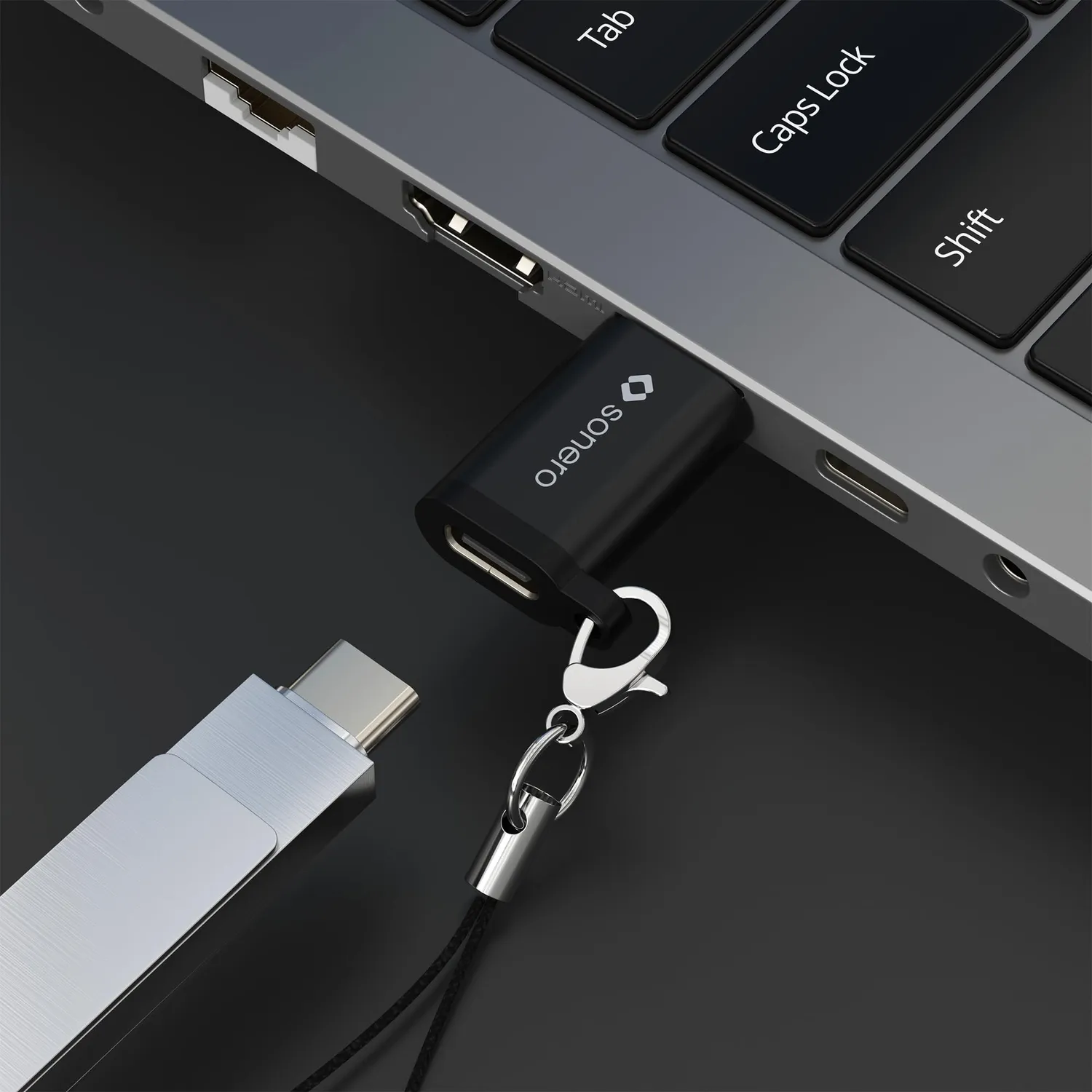 Sonero USB-A auf USB-C Adapter Aluminium schwarz 3A