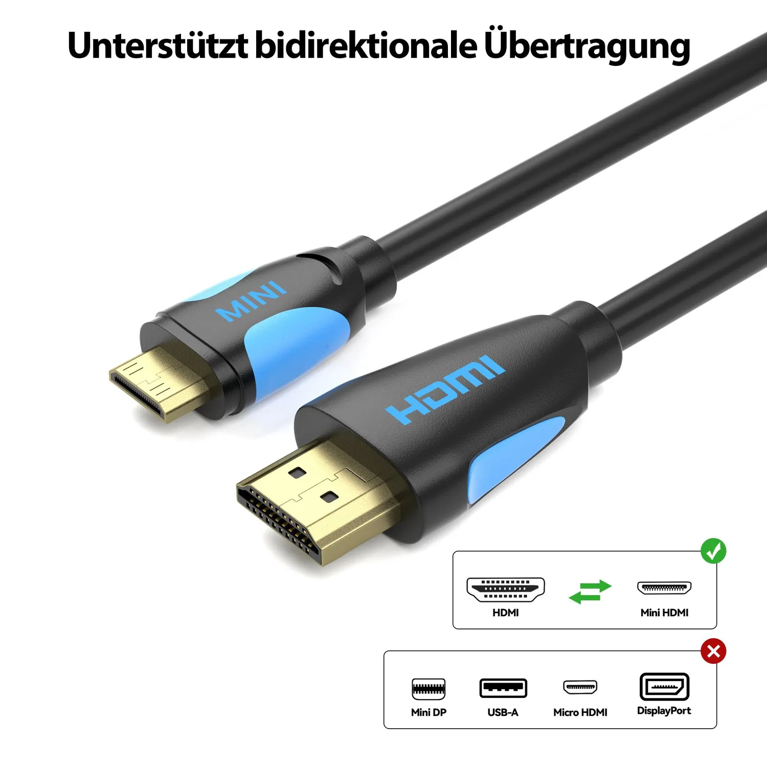 JAMEGA Mini-HDMI Kabel Typ C-A 5m 4K