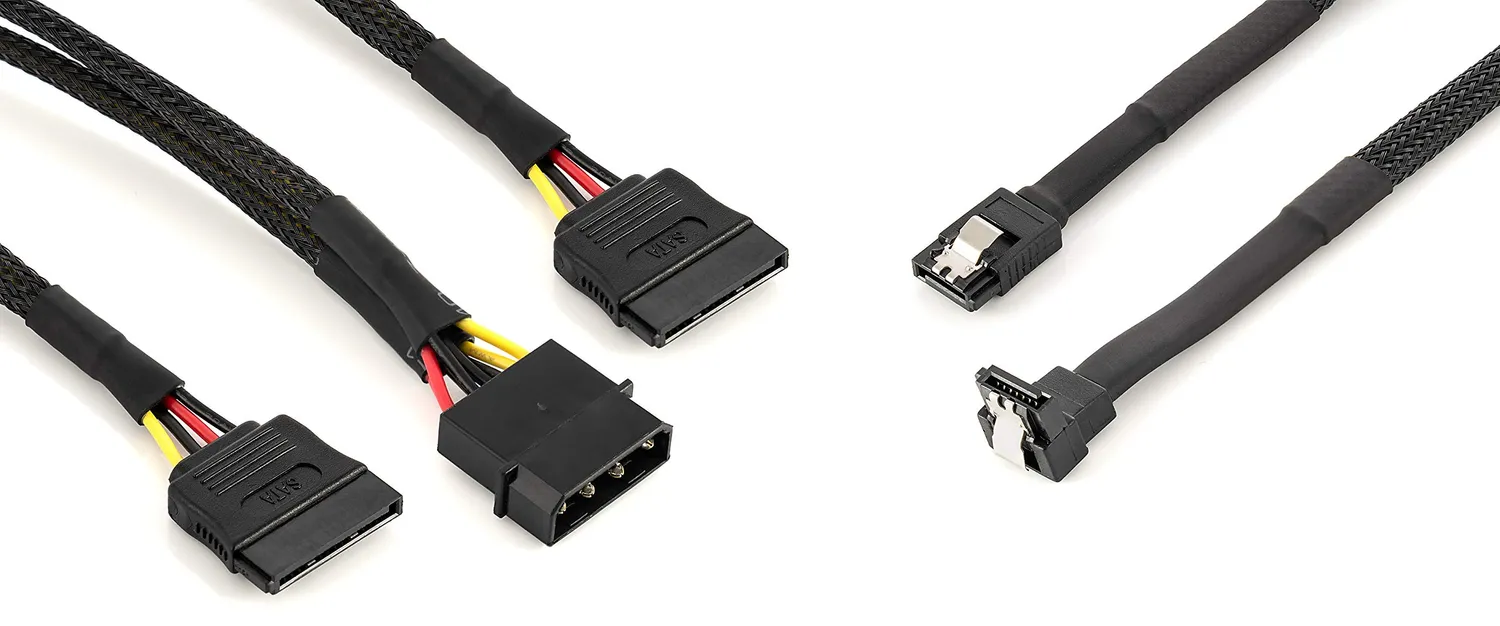 Poppstar SATA 3 Datenkabel Set 2x 60cm mit Molex Adapter 6Gb/s
