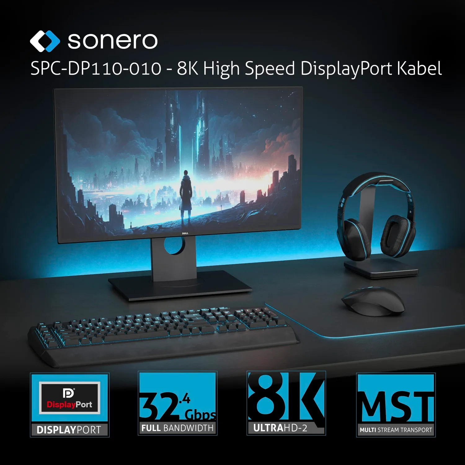 Sonero SPC-DP110-010 DisplayPort Kabel 1m 8K 60Hz