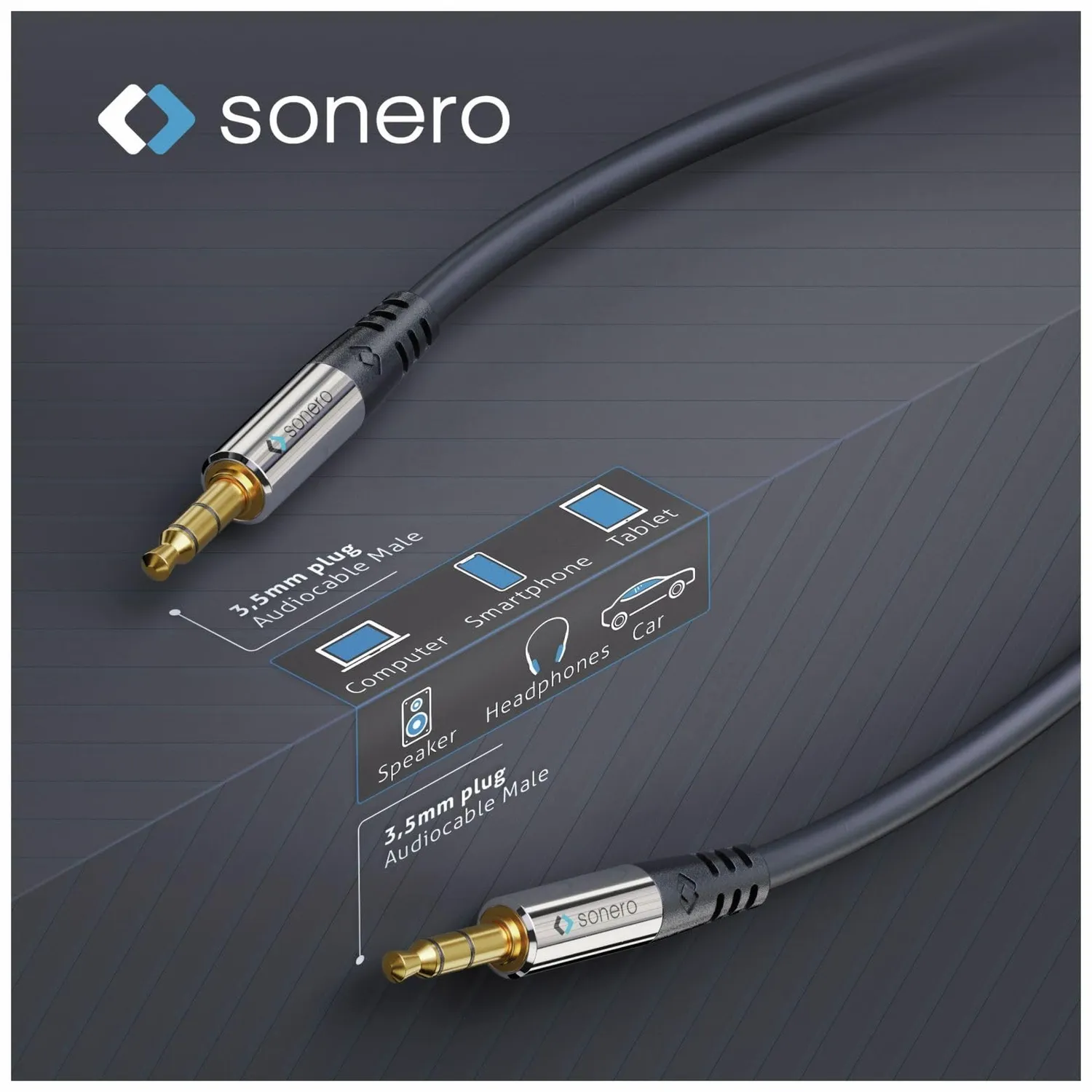 Sonero Audiokabel S-AC500-001 Klinke 3,5mm 1m Schwarz