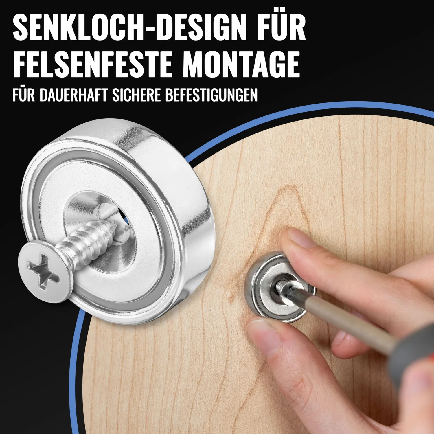 Poppstar Neodym Magnete mit Loch 25x7mm 6 Stück 22kg