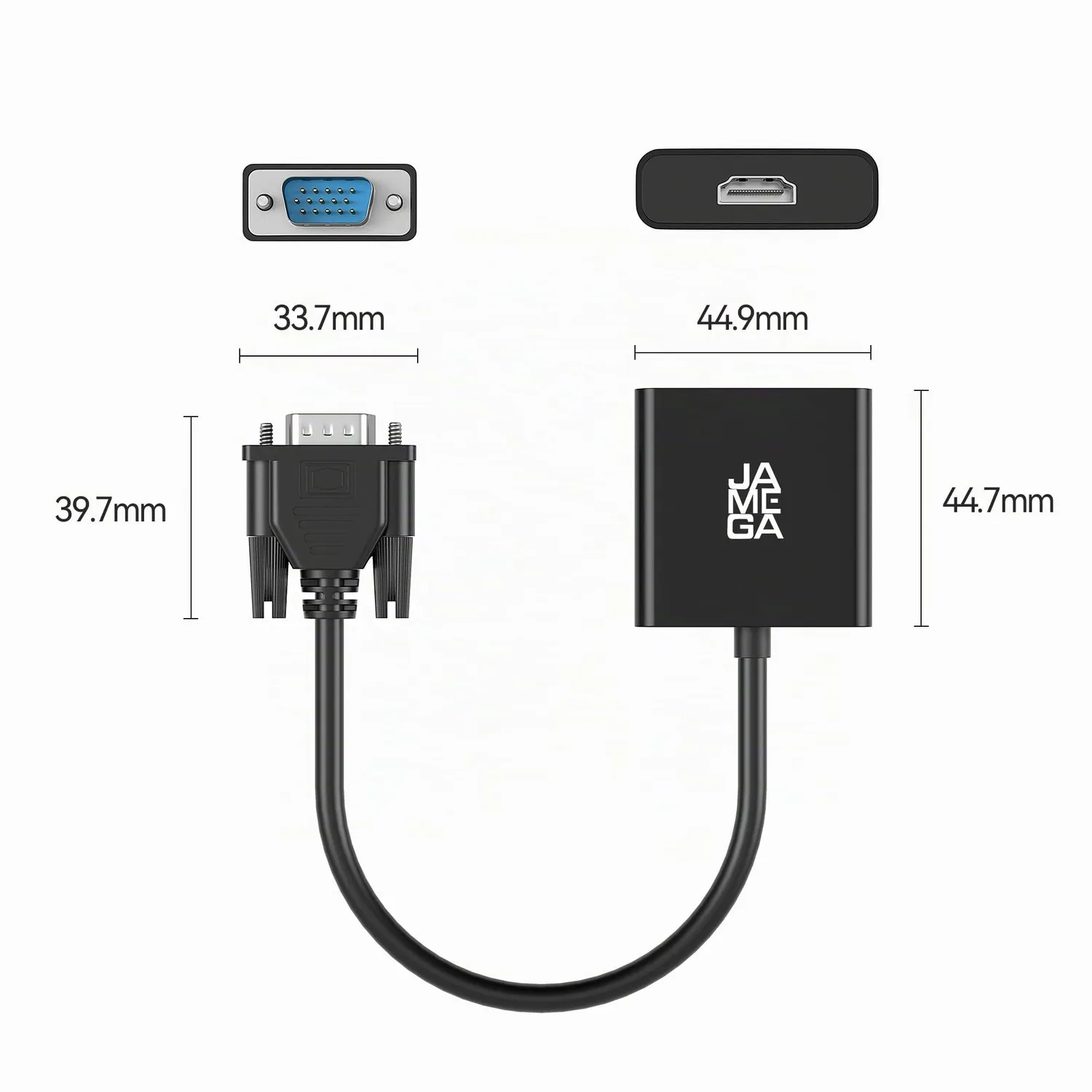 Jamega VGA auf HDMI Adapter 1er Pack mit Audio 1080p