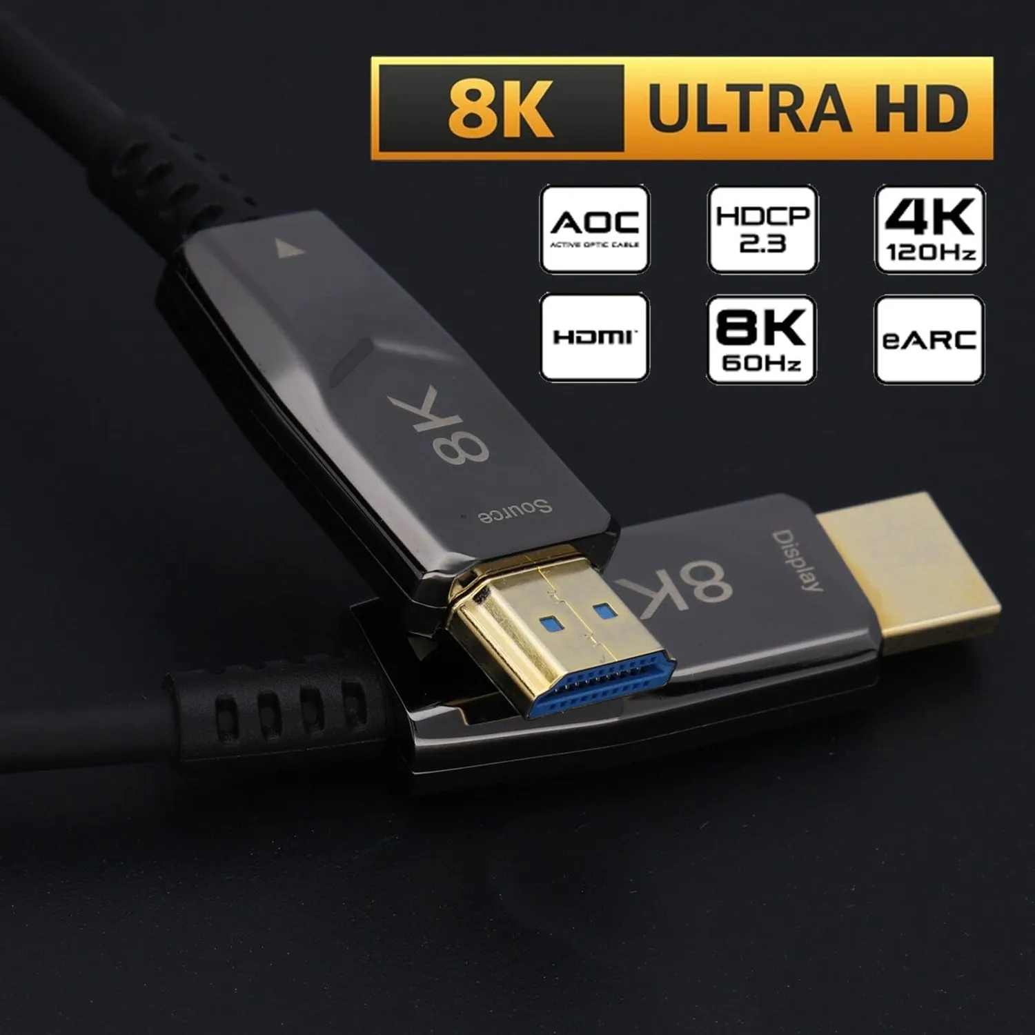 Kenable 8K HDMI 2.1 Kabel 10m Schwarz Glasfaser