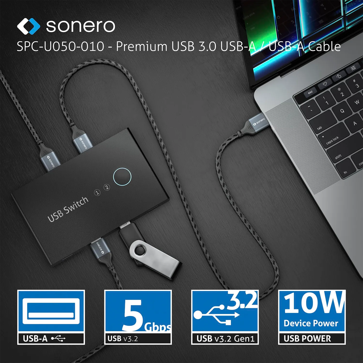 Sonero SPC-U050-020 USB-Kabel A-A 2m USB 3.0 5GB/s