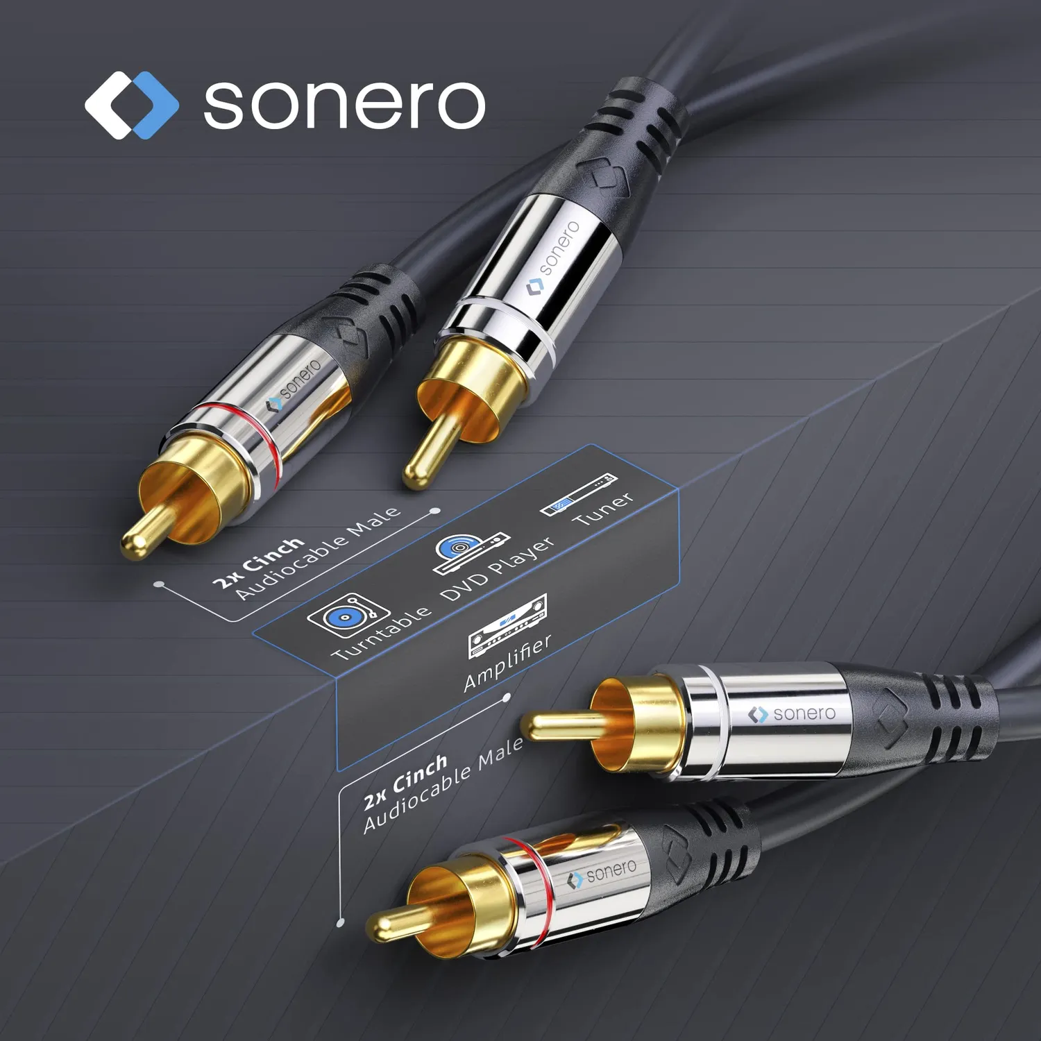 Sonero Premium S-AC700-125 Cinch-Kabel 12,5m schwarz Stereo