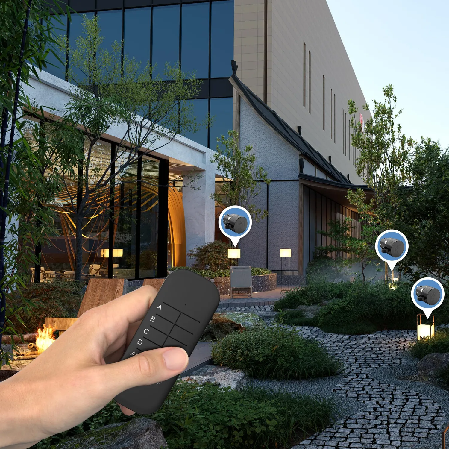Sonero Outdoor Funksteckdosen IP44 4er Set schwarz
