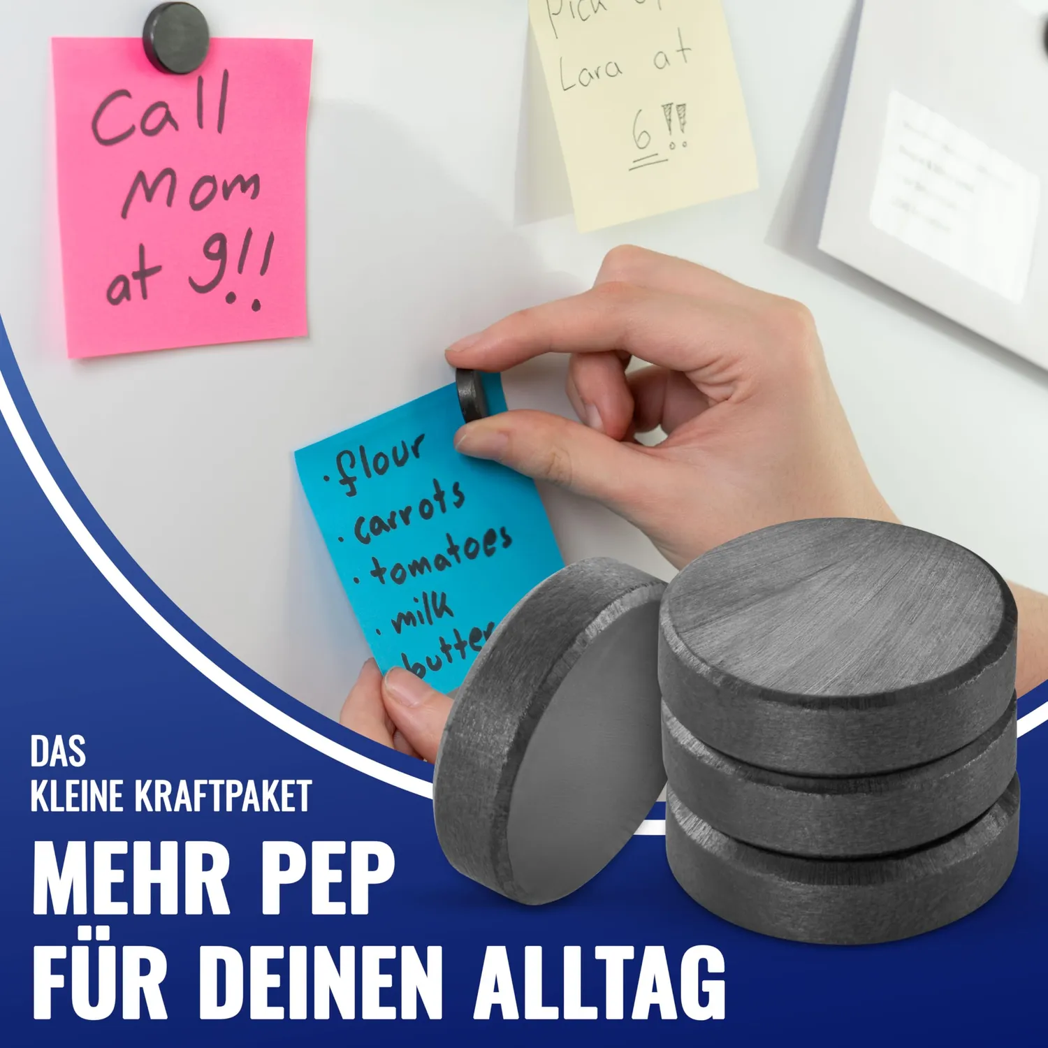 Poppstar Mini Magnete 18mm 60er-Set schwarz-grau