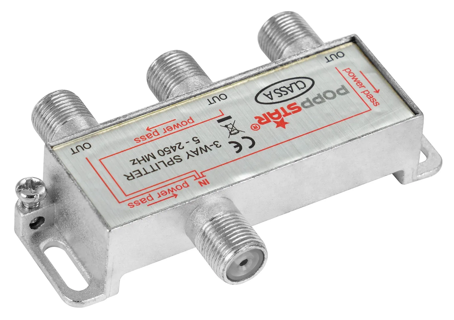 Poppstar Sat-Verteiler 3-fach Splitter F-Buchse 5-2450 MHz