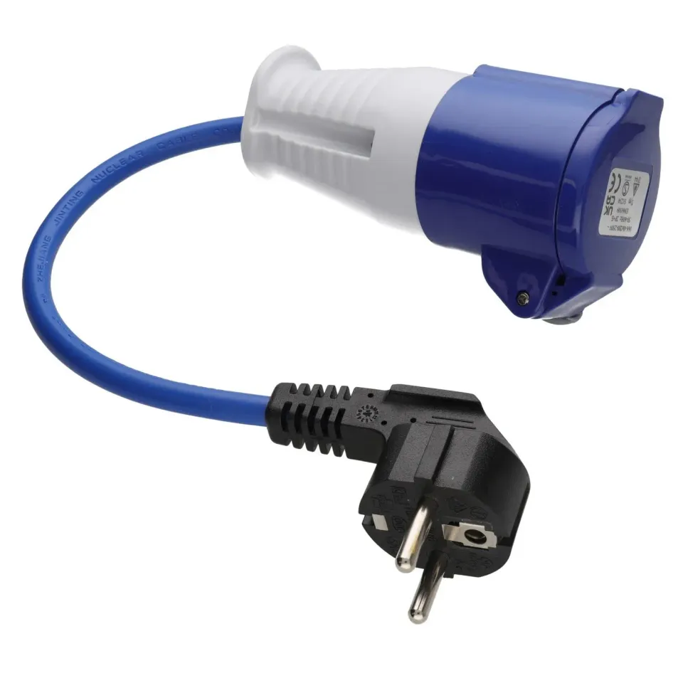 Kenable Schuko auf CEE 16A Camping Adapter blau