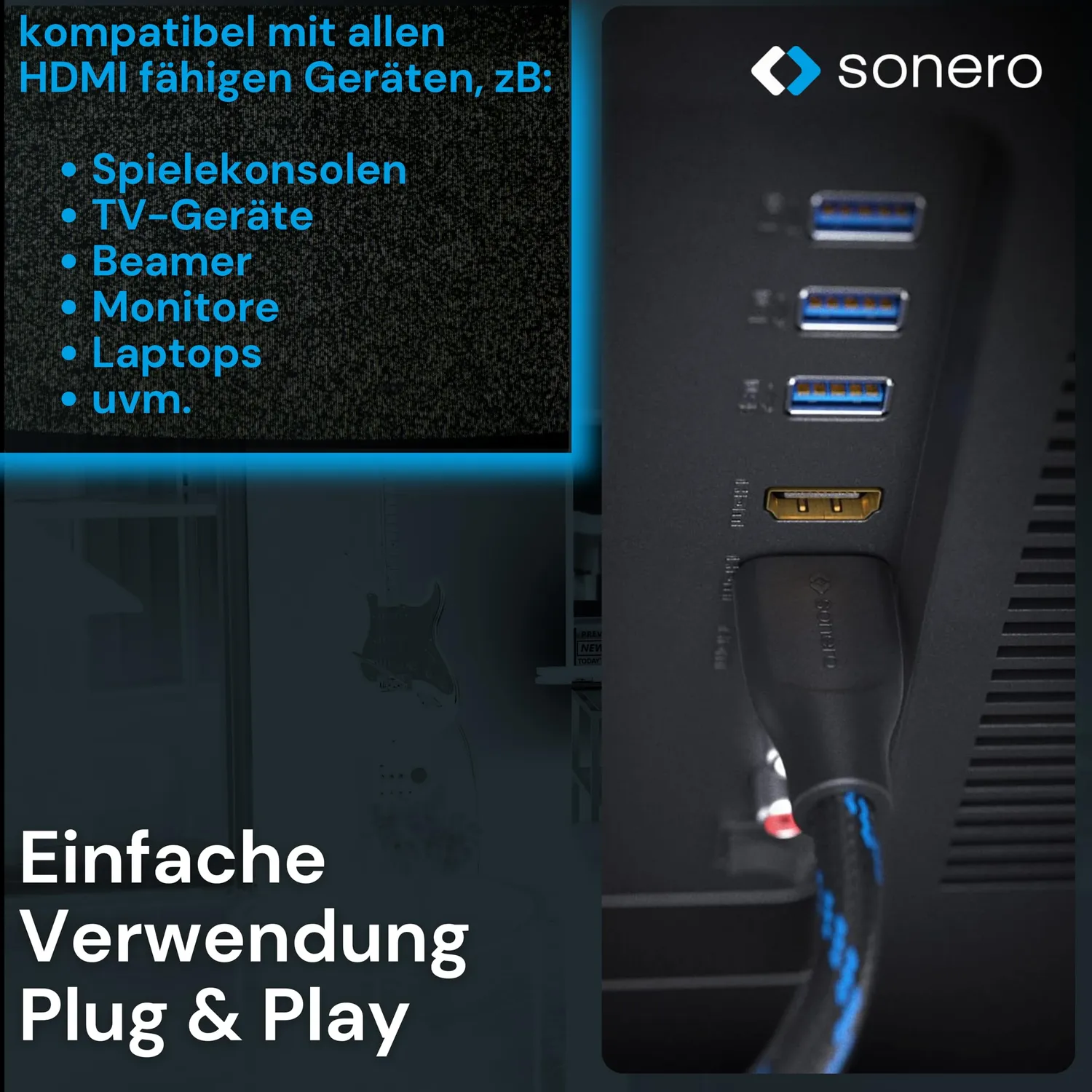 Sonero X-PHC011-005 HDMI-Kabel 0,5 m schwarz 4K