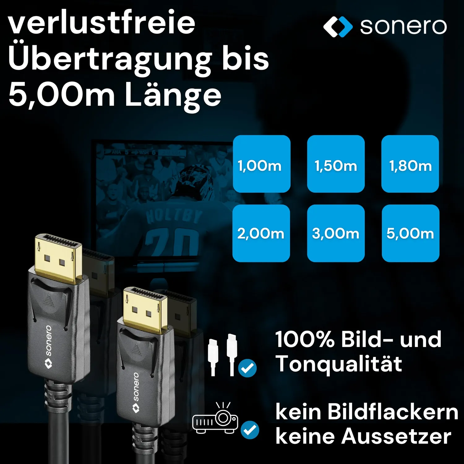 Sonero X-PDC010-050 DisplayPort Kabel 5m schwarz 4K 60Hz