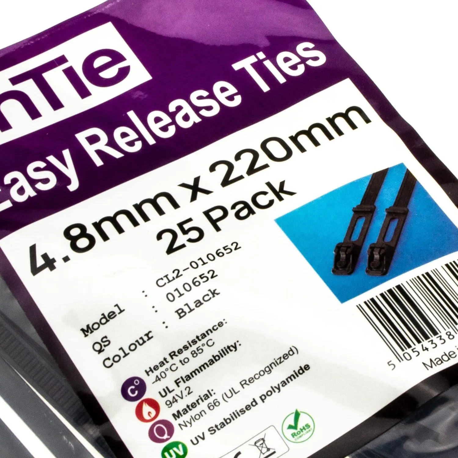 enTie Kabelbinder wiederverwendbar 4,8x220mm schwarz 25 St