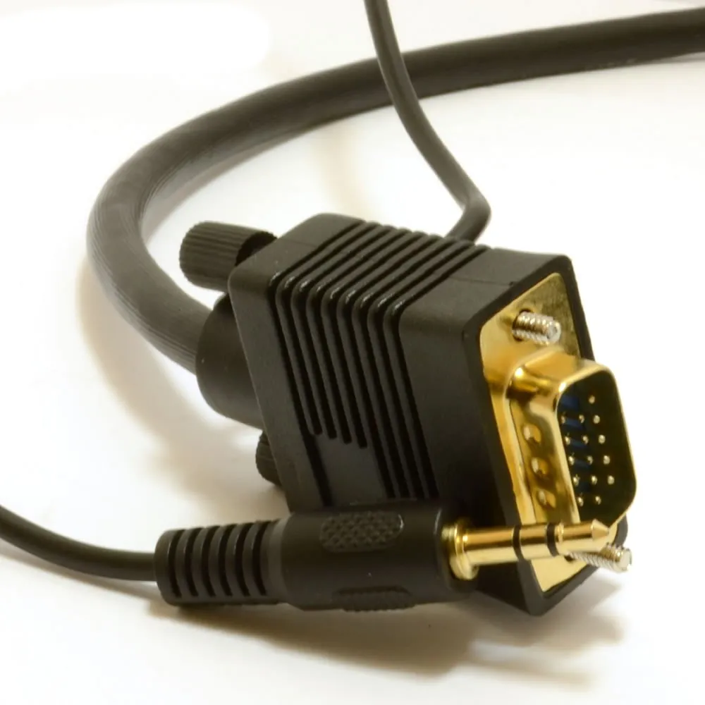 Kenable VGA Kabel 2m mit Audio HD 1080p schwarz
