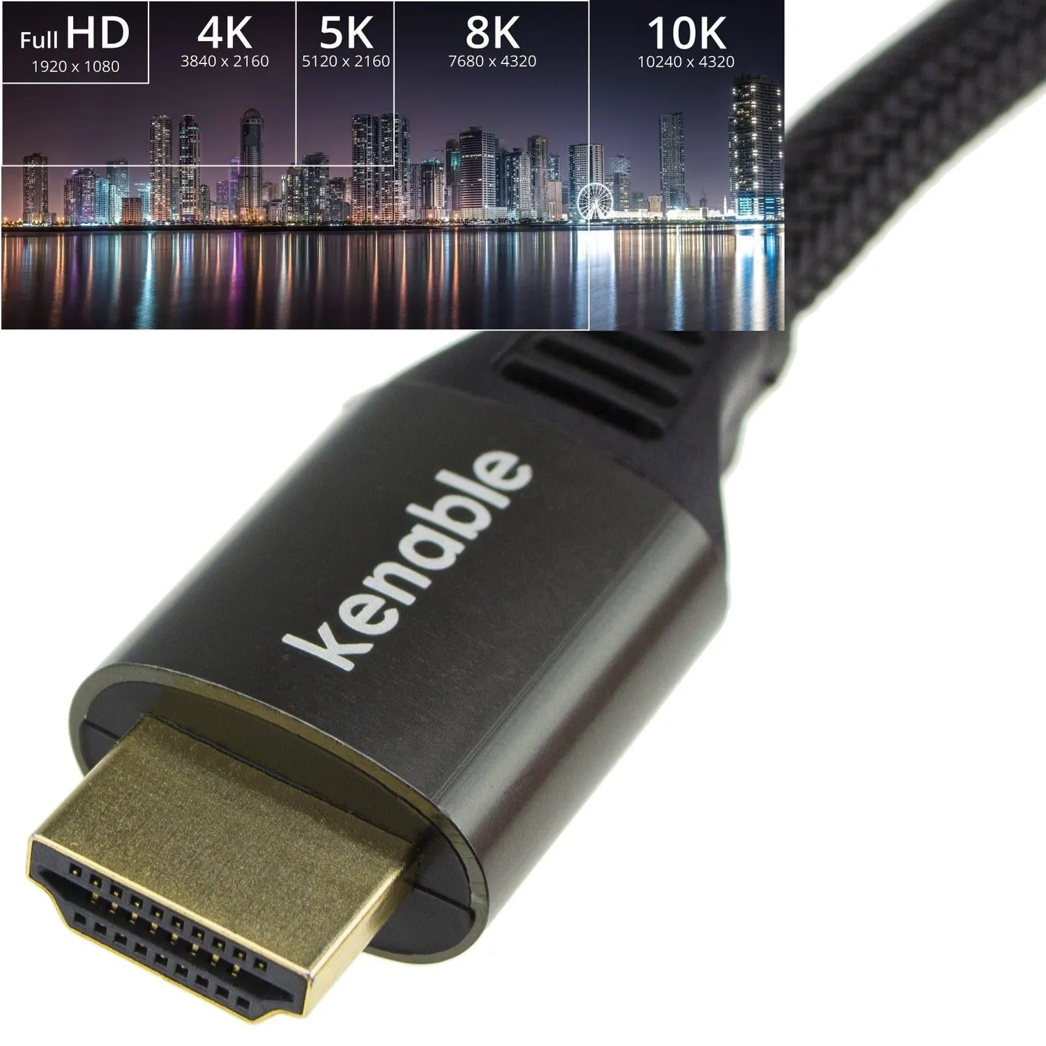 Kenable HDMI 2.1 Kabel 8K 0,5m schwarz Metall 48G