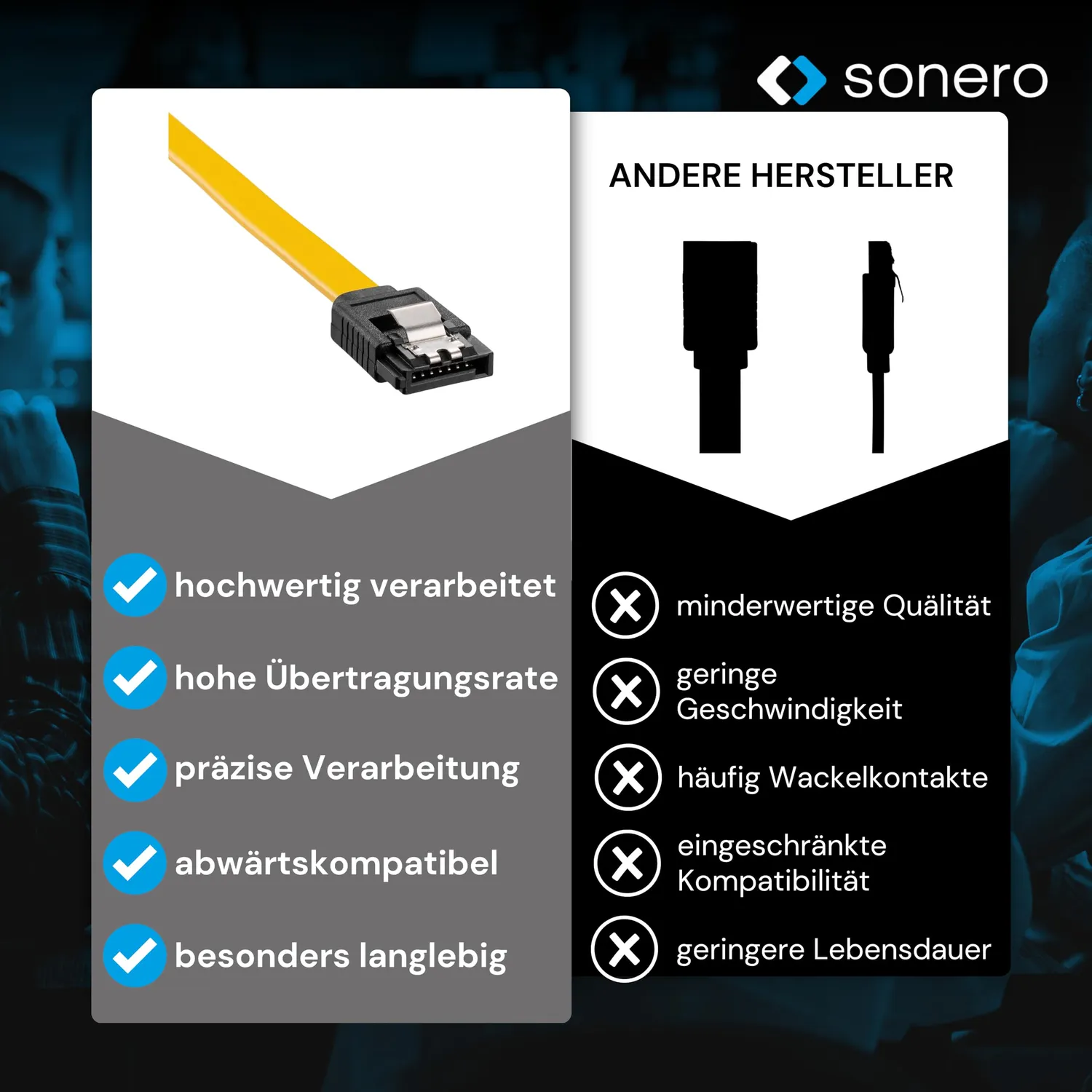 Sonero X-SATA010-030G SATA Kabel 0,3m gelb 6Gb/s