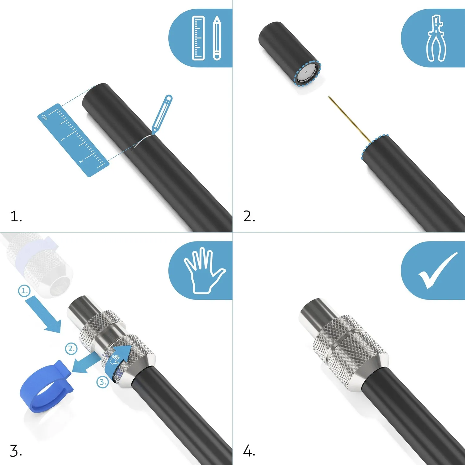 Sonero IEC-Buchse chrom 8er-Set für 6,5-7,5 mm Koax