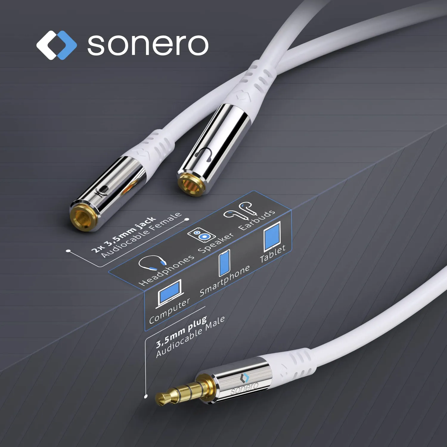 Sonero S-ACA012 Headset-Adapter Y-Kabel 0,25 m weiß
