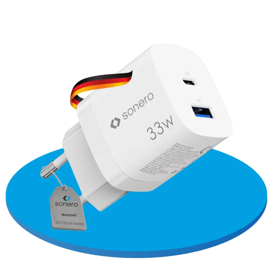 Sonero 33 Watt USB-C Ladegerät 2-Port weiß GaN PD QC