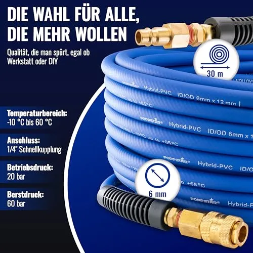 Poppstar PVC Hybrid Druckluftschlauch 30m 20 bar