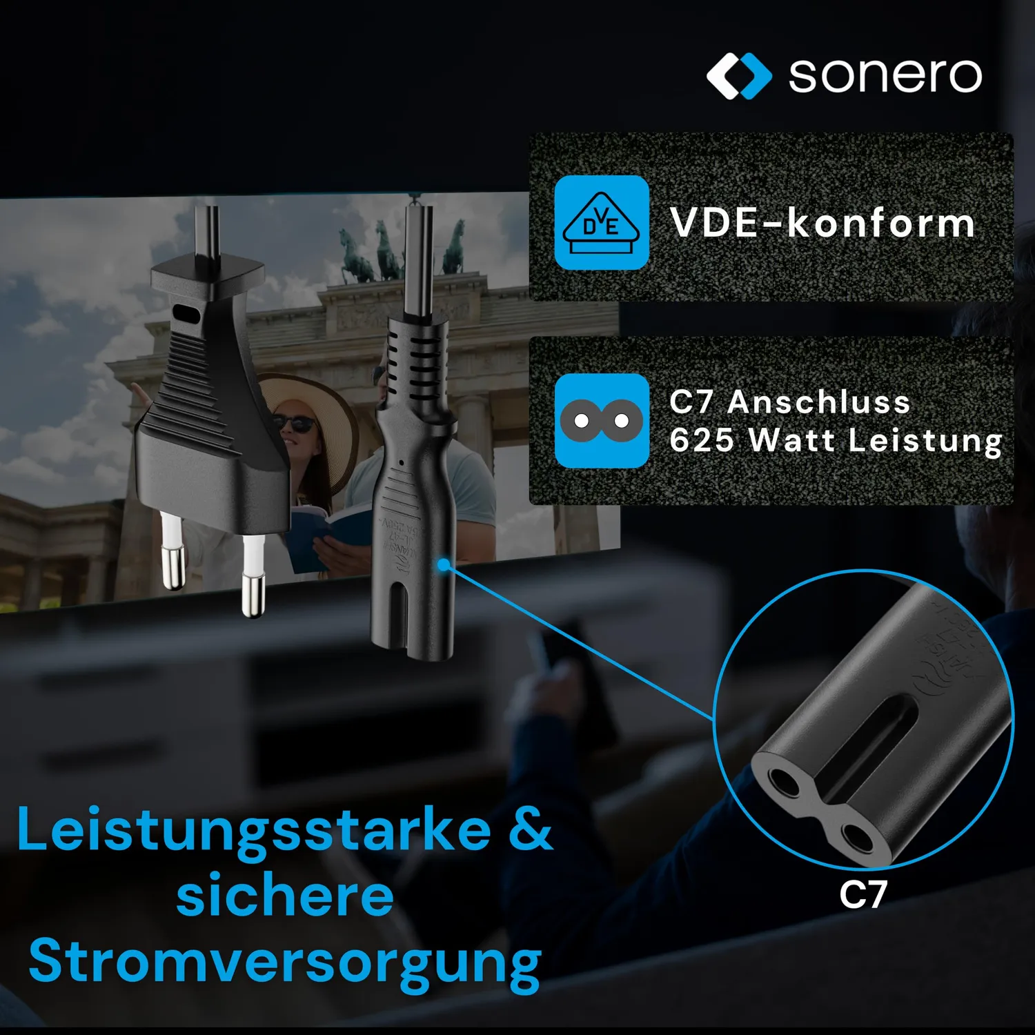 Sonero X-ESG-C7G-010B Netzkabel Euro C7 1m schwarz 2-polig