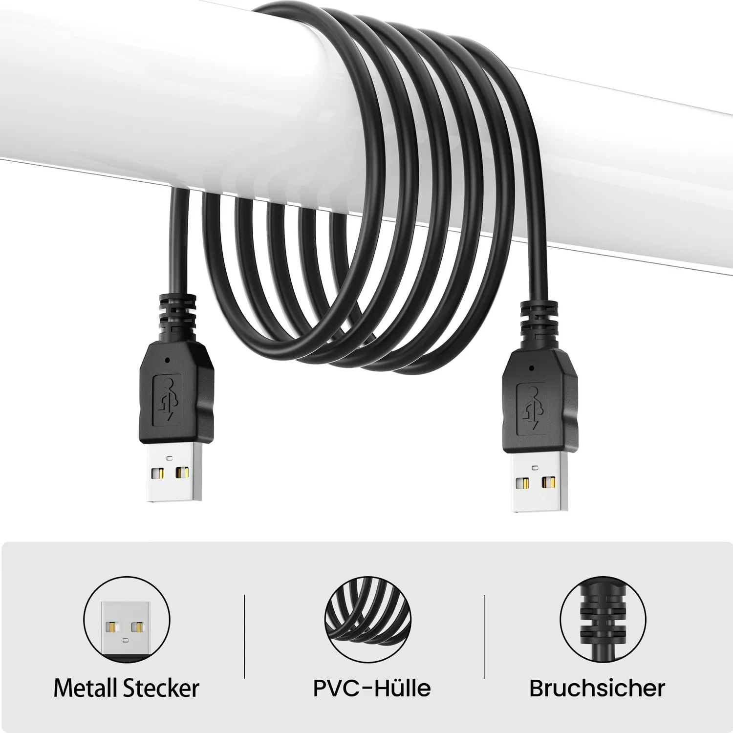JAMEGA USB 2.0 Kabel 3m A-Stecker Highspeed
