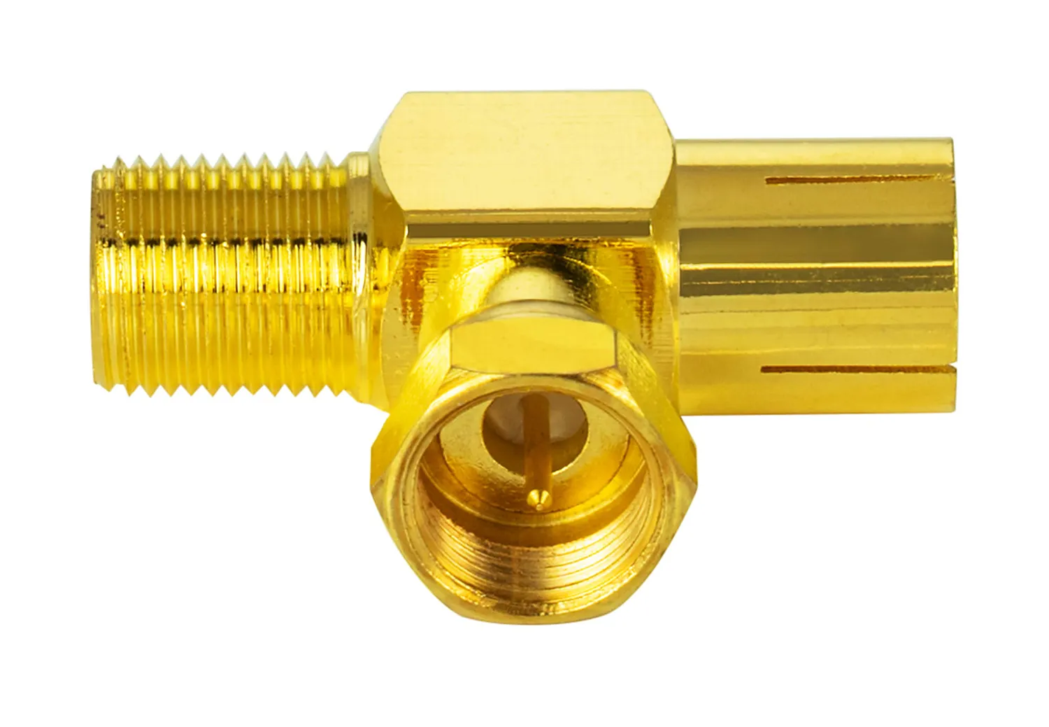 Poppstar Sat Adapter T-Stück Verteiler 4x vergoldet