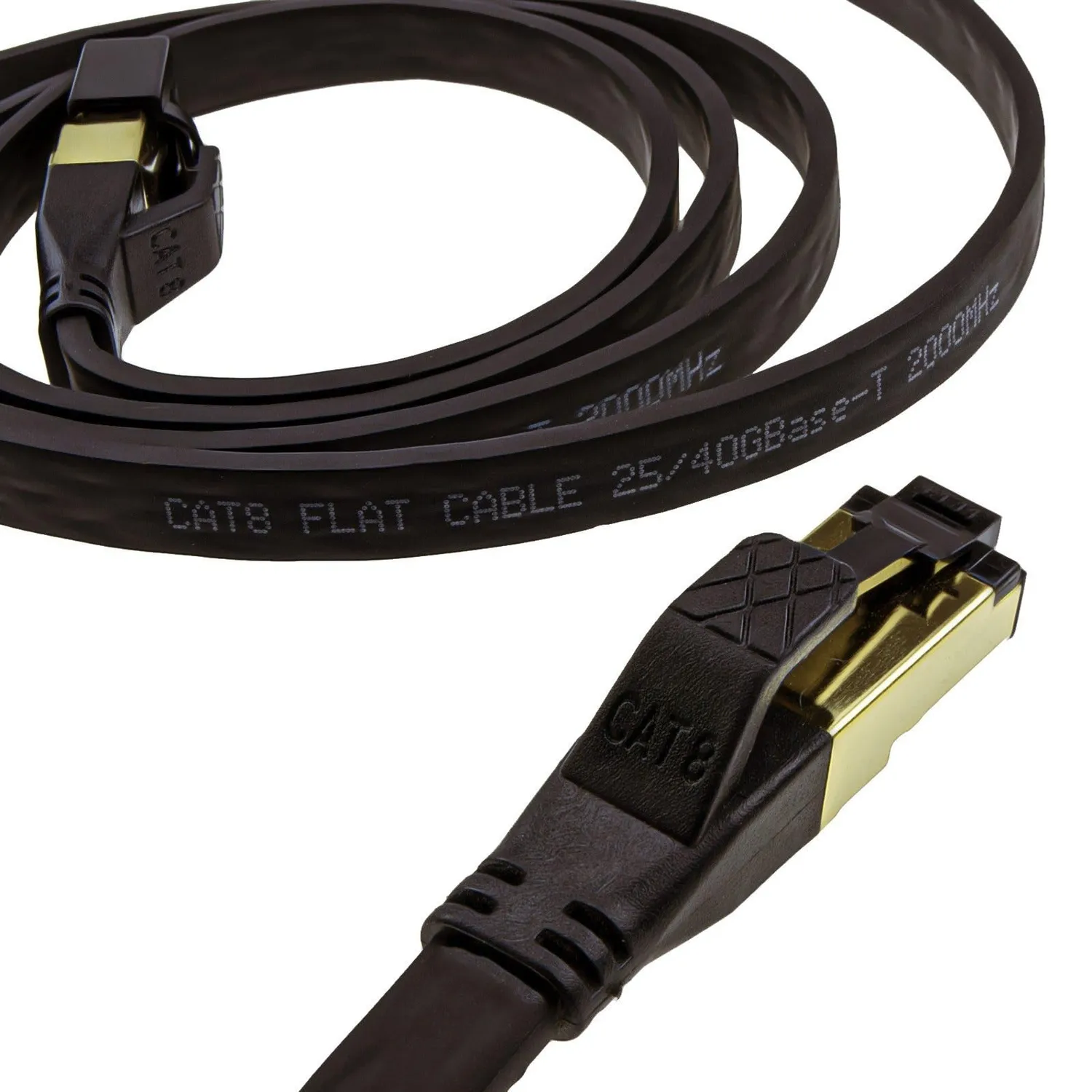 kenable CAT8 Flachkabel 3m schwarz 40Gbps