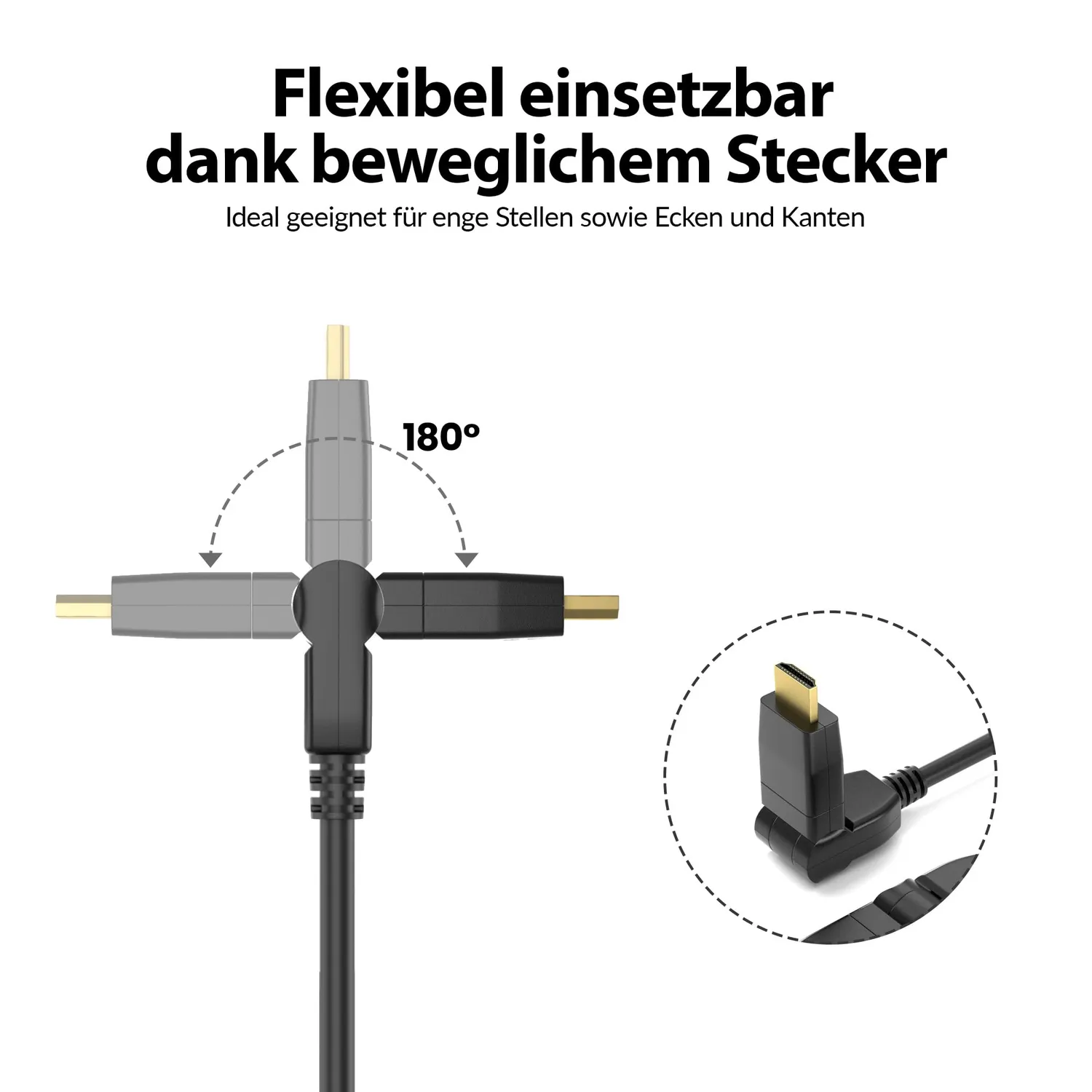 JAMEGA Winkelbar 2.0 HDMI-Kabel 5m 4K 60Hz