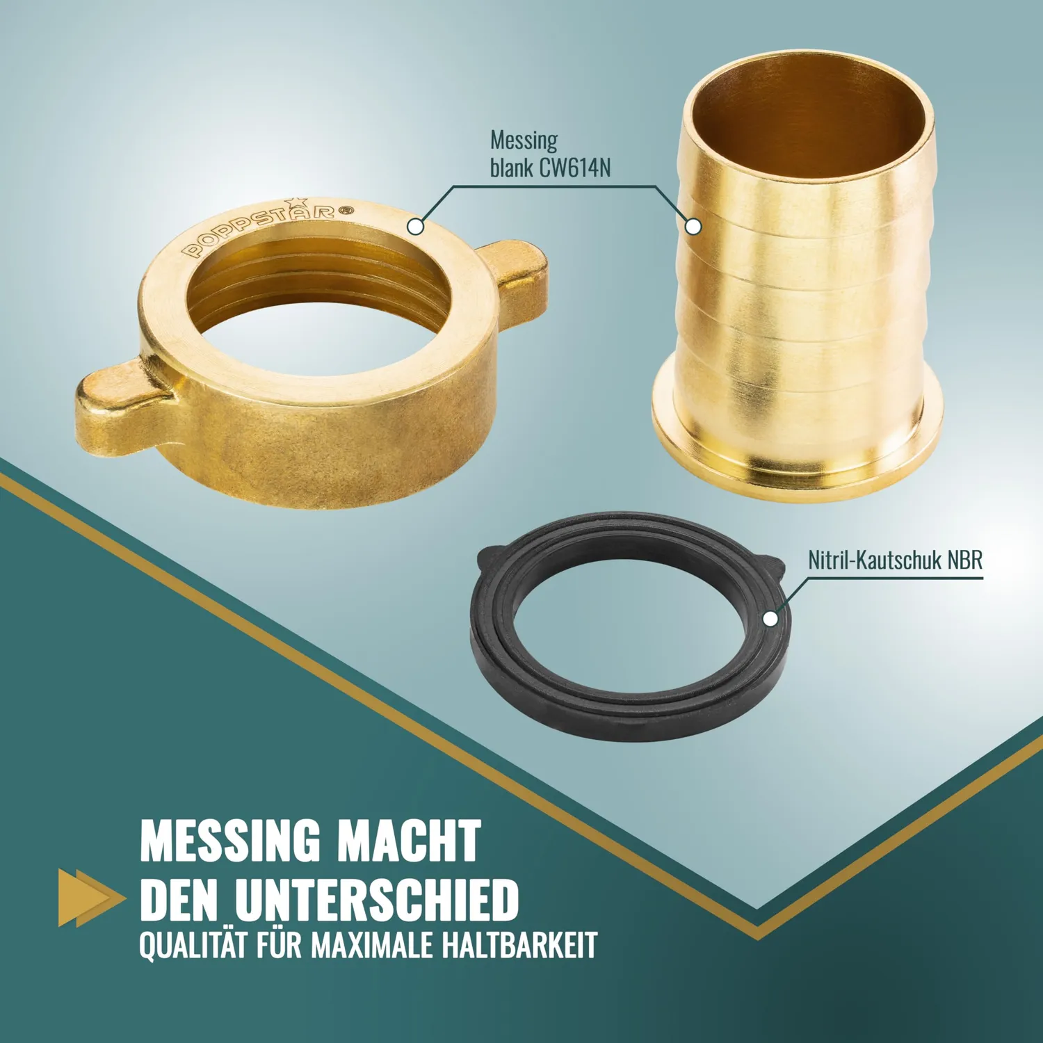 Poppstar Schlauchverbinder IG 1 Zoll Messing 25 mm