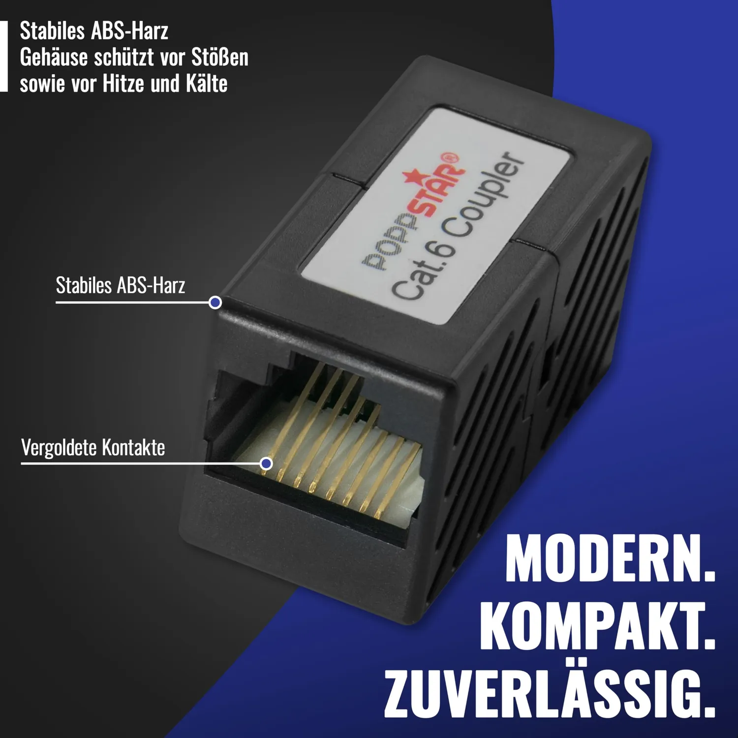 Poppstar RJ45 Kupplung Cat6 geschirmt 2 Stück