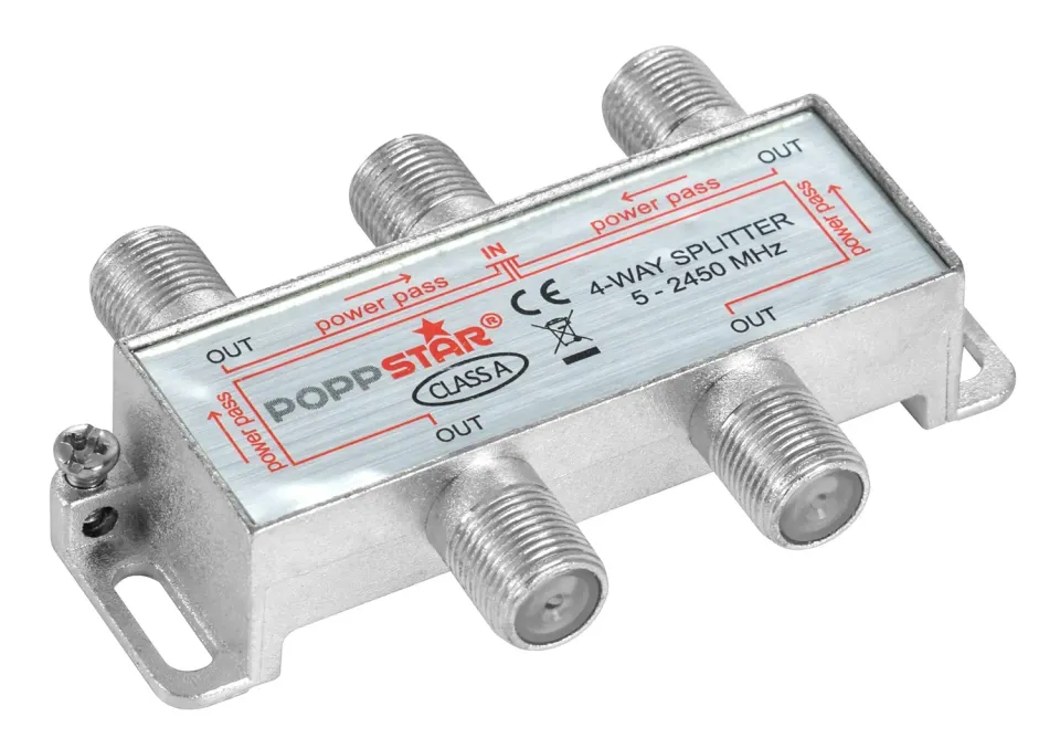 Poppstar Sat-Verteiler 4-fach F-Buchse 5-2450 MHz