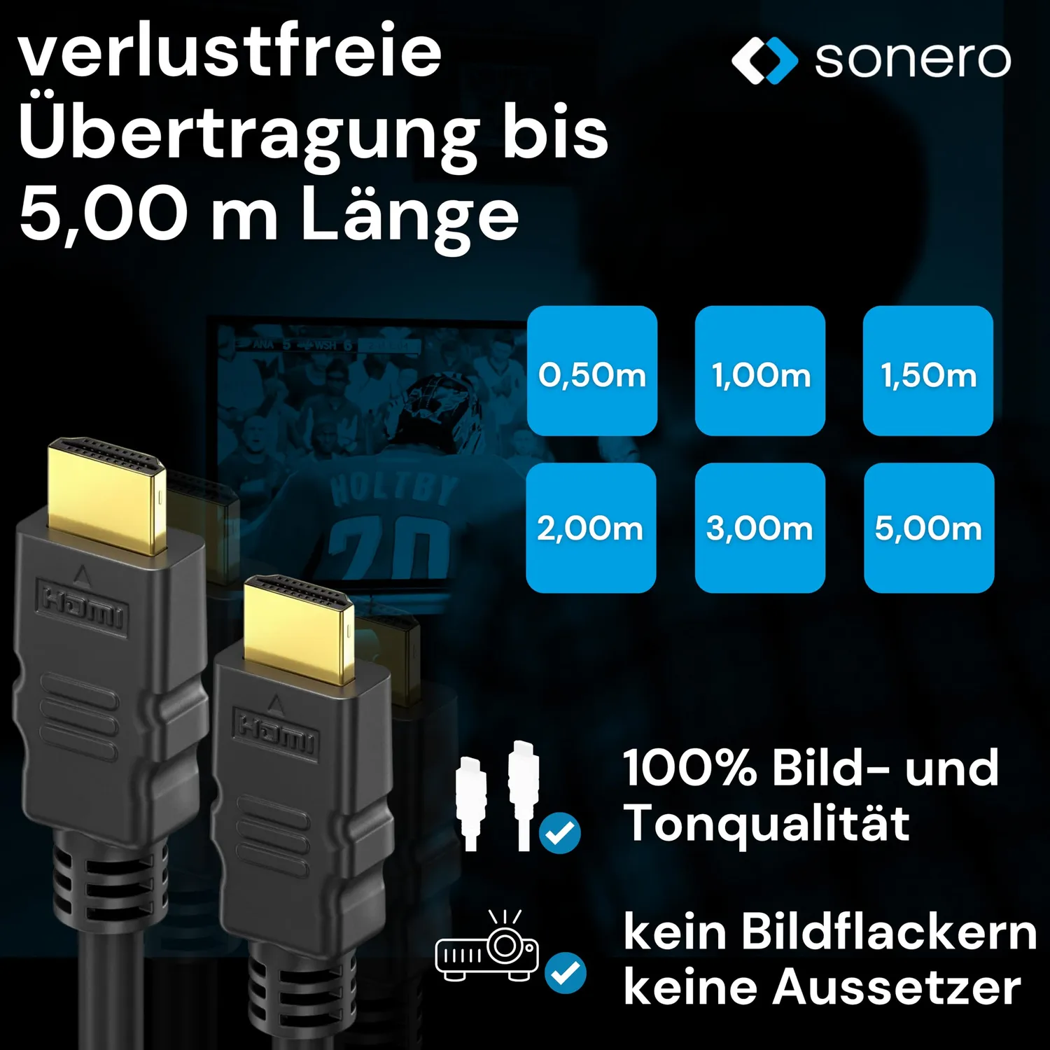 SONERO PHC000-015 HDMI Kabel 1,5m schwarz 4K HDR