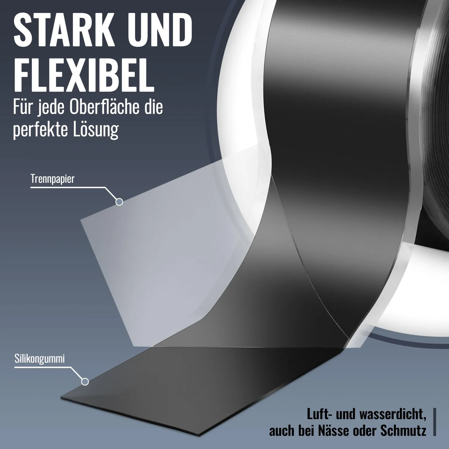 Poppstar Silikonband selbstverschweißend 3m schwarz