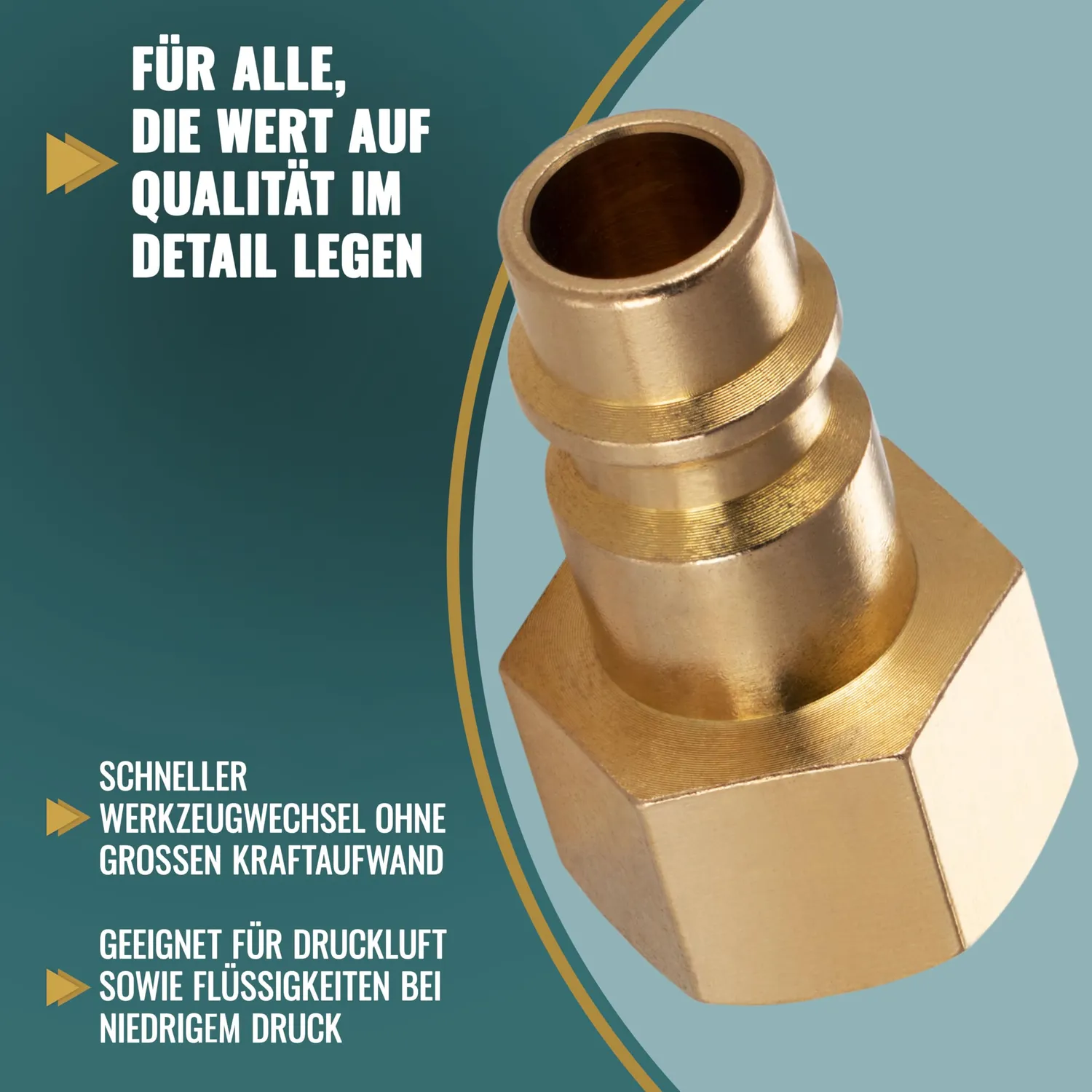 Poppstar Druckluft-Stecknippel NW 7,2 IG 1/4 Zoll Messing