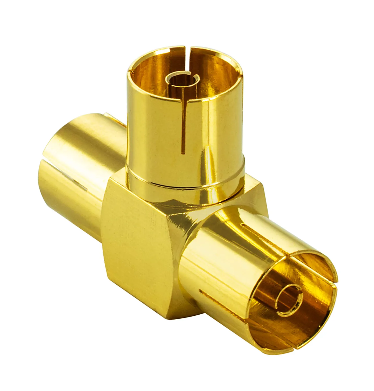 Poppstar Sat TV Coax Adapter T-Stück 4x vergoldet