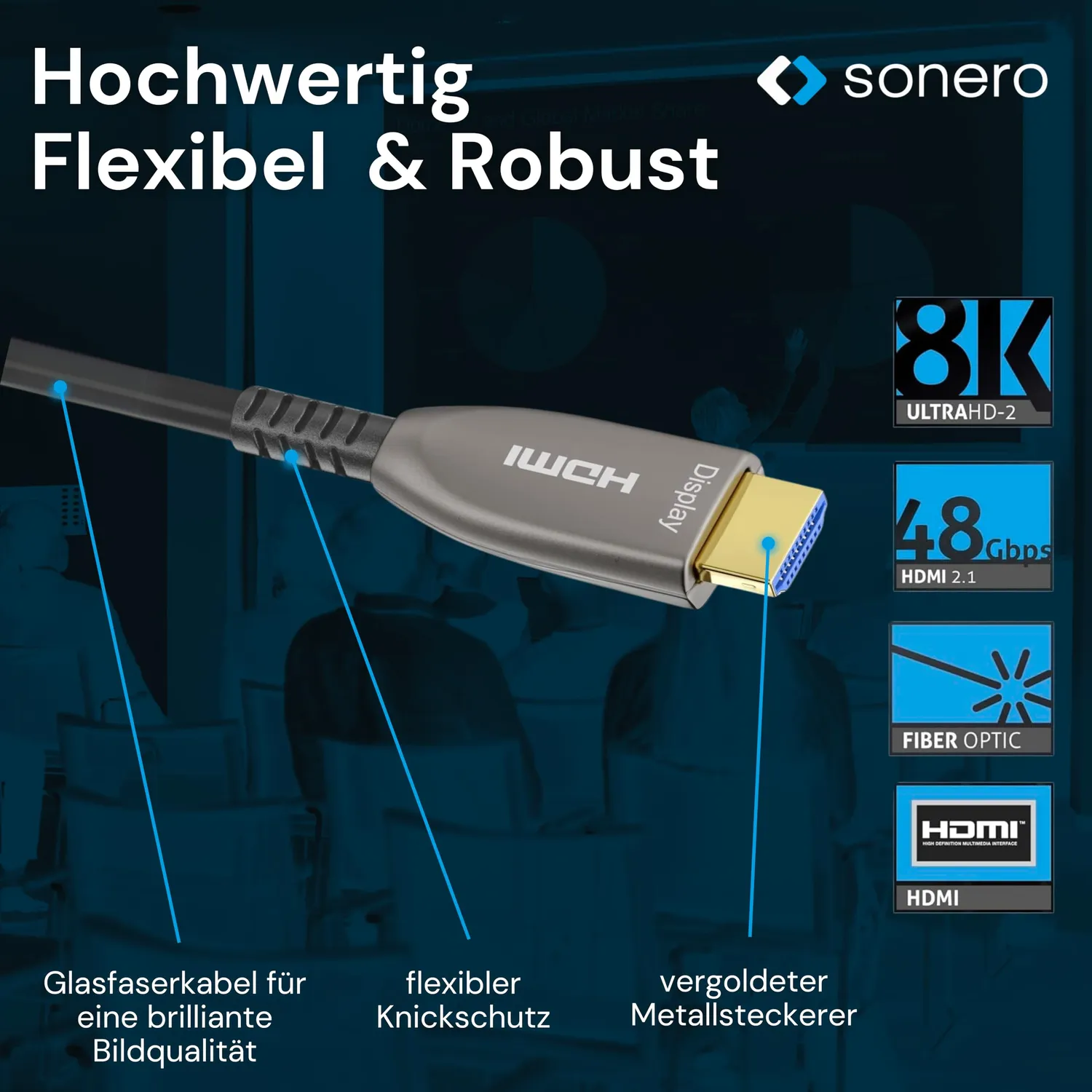 Sonero 8K-HDMI 2.1 Kabel 50 Meter Glasfaser