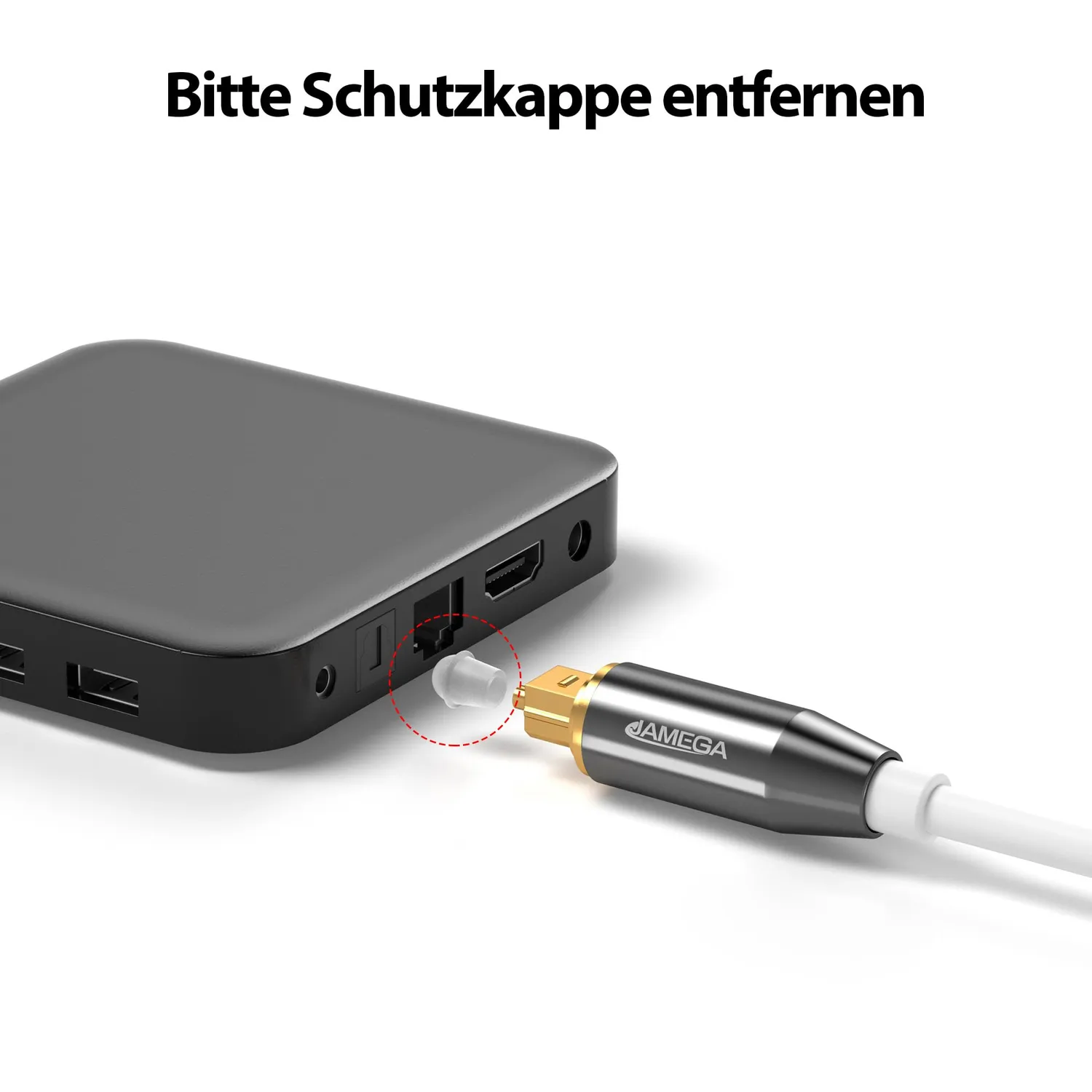 JAMEGA Toslink Optisches Kabel 3m weiß störfrei