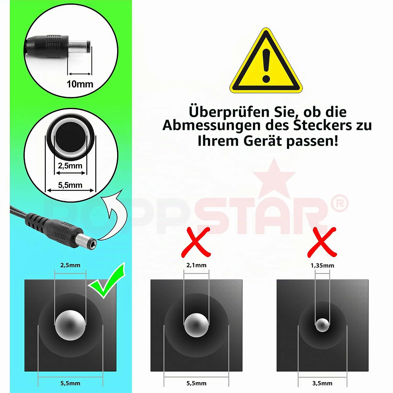 Poppstar 24V 1,5A Steckernetzteil 5,5/2,5mm 1,5m