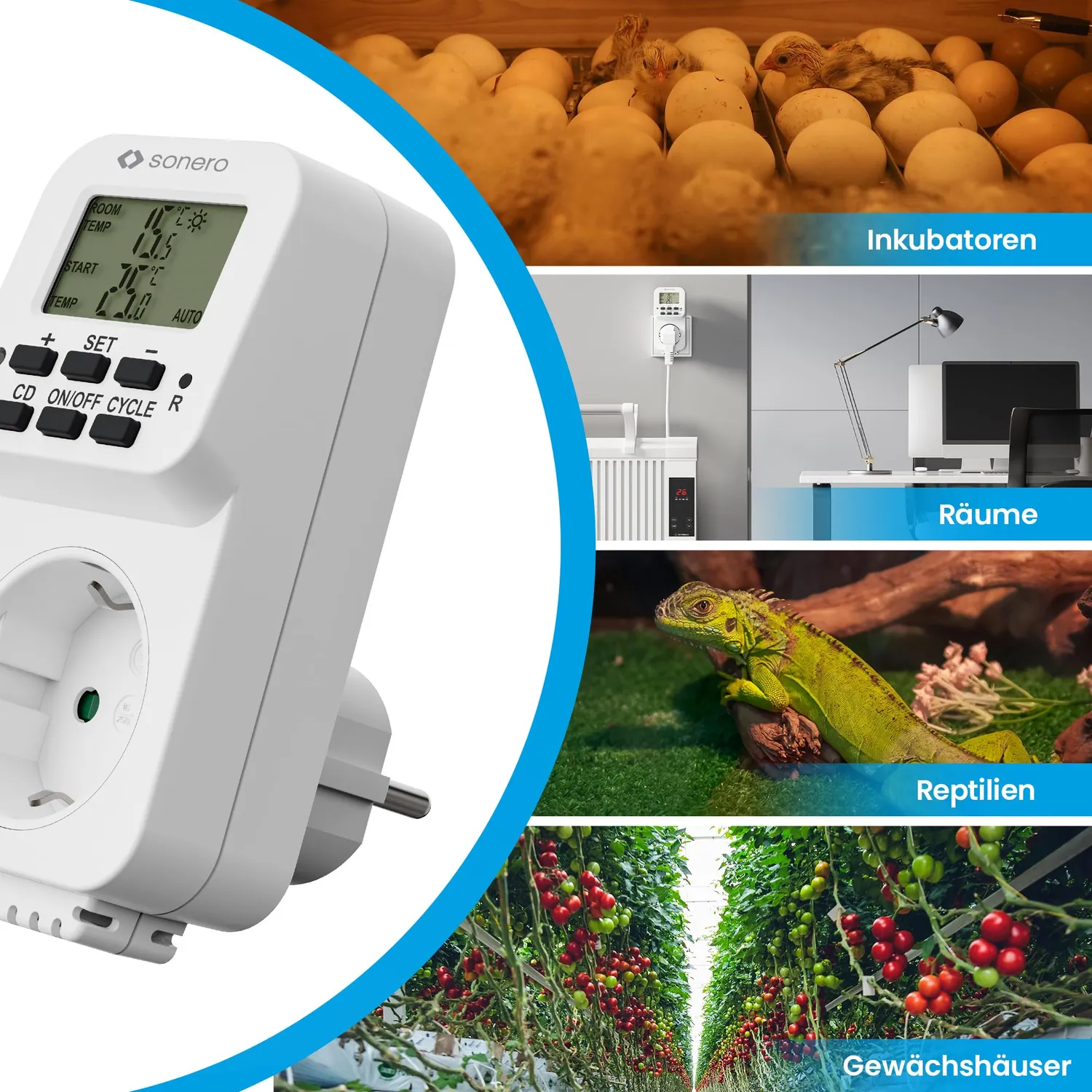 Sonero Thermostat-Steckdose weiß 3600 W 0-40°C