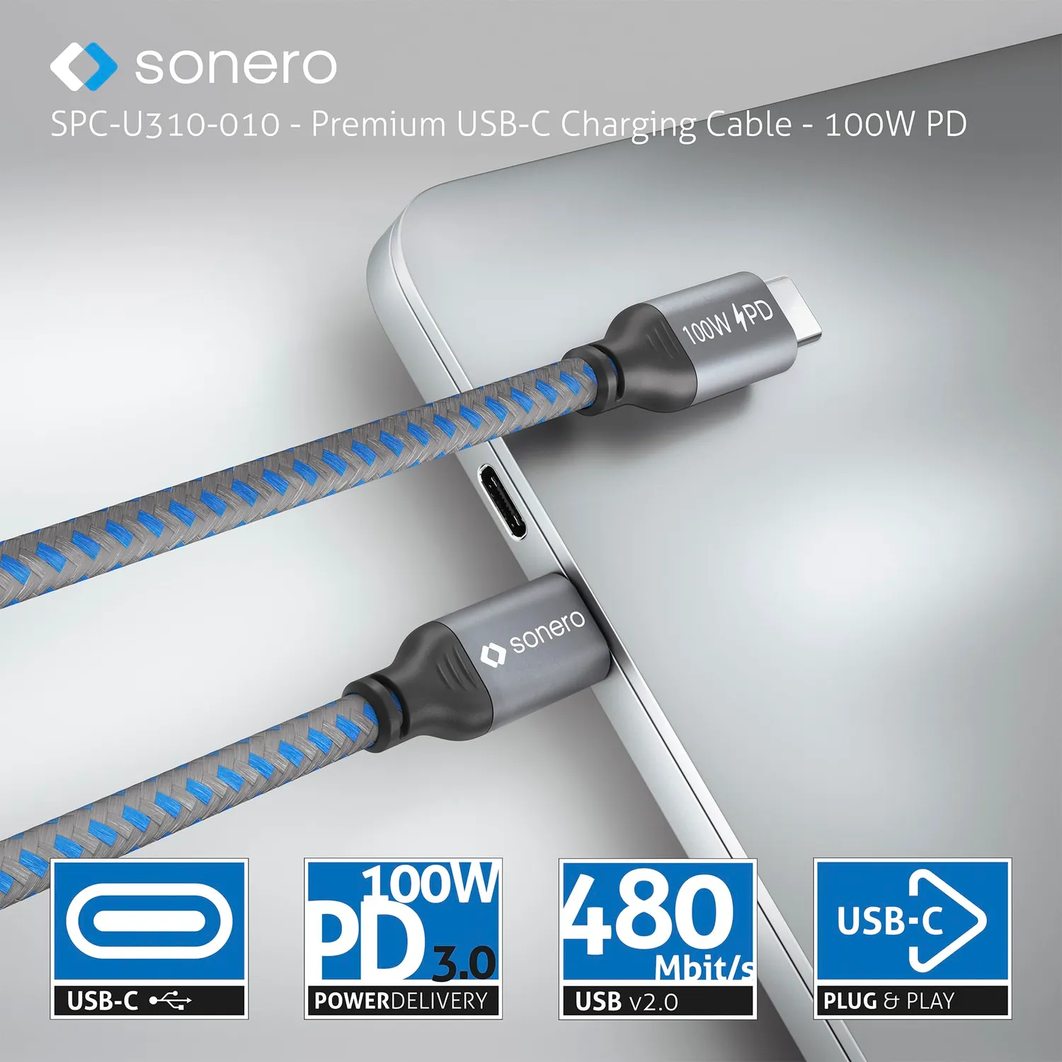 Sonero SPC-U310-005 USB-C Ladekabel 0,5 m 100W