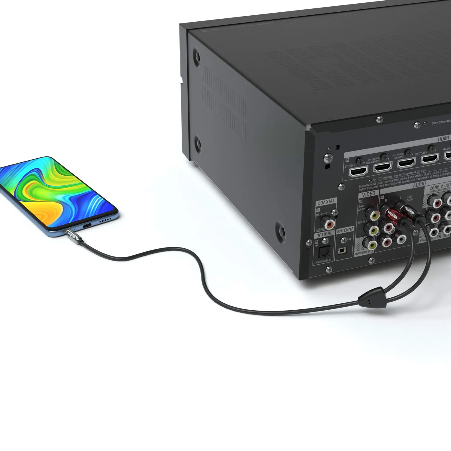 Jamega Cinch auf Klinke Kabel 3,5mm 1m Stereo doppelt geschirmt
