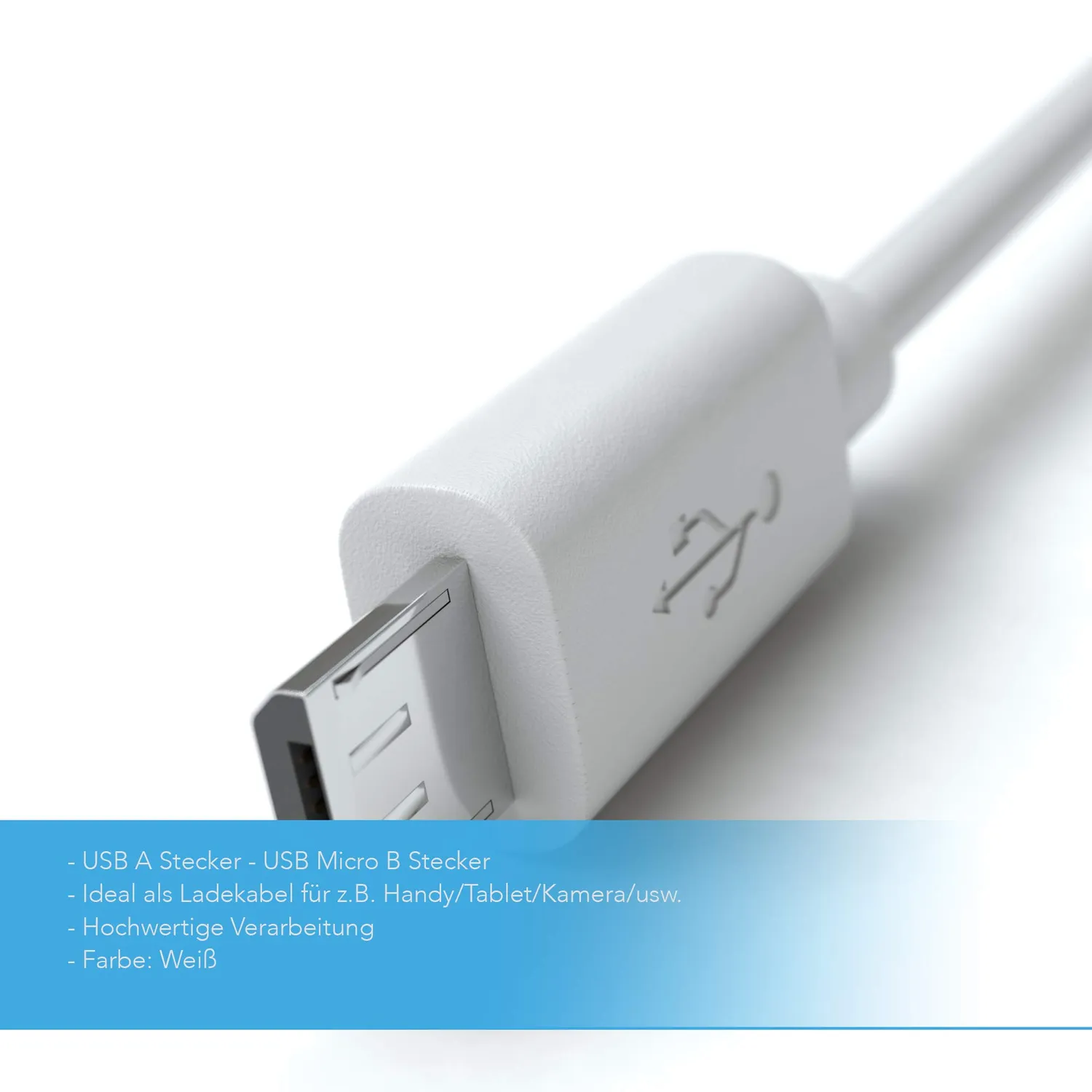 JAMEGA Micro USB Ladekabel 2 m weiß 2,4A