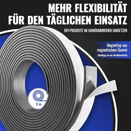Poppstar Magnetklebeband selbstklebend 3m schwarz 2mm