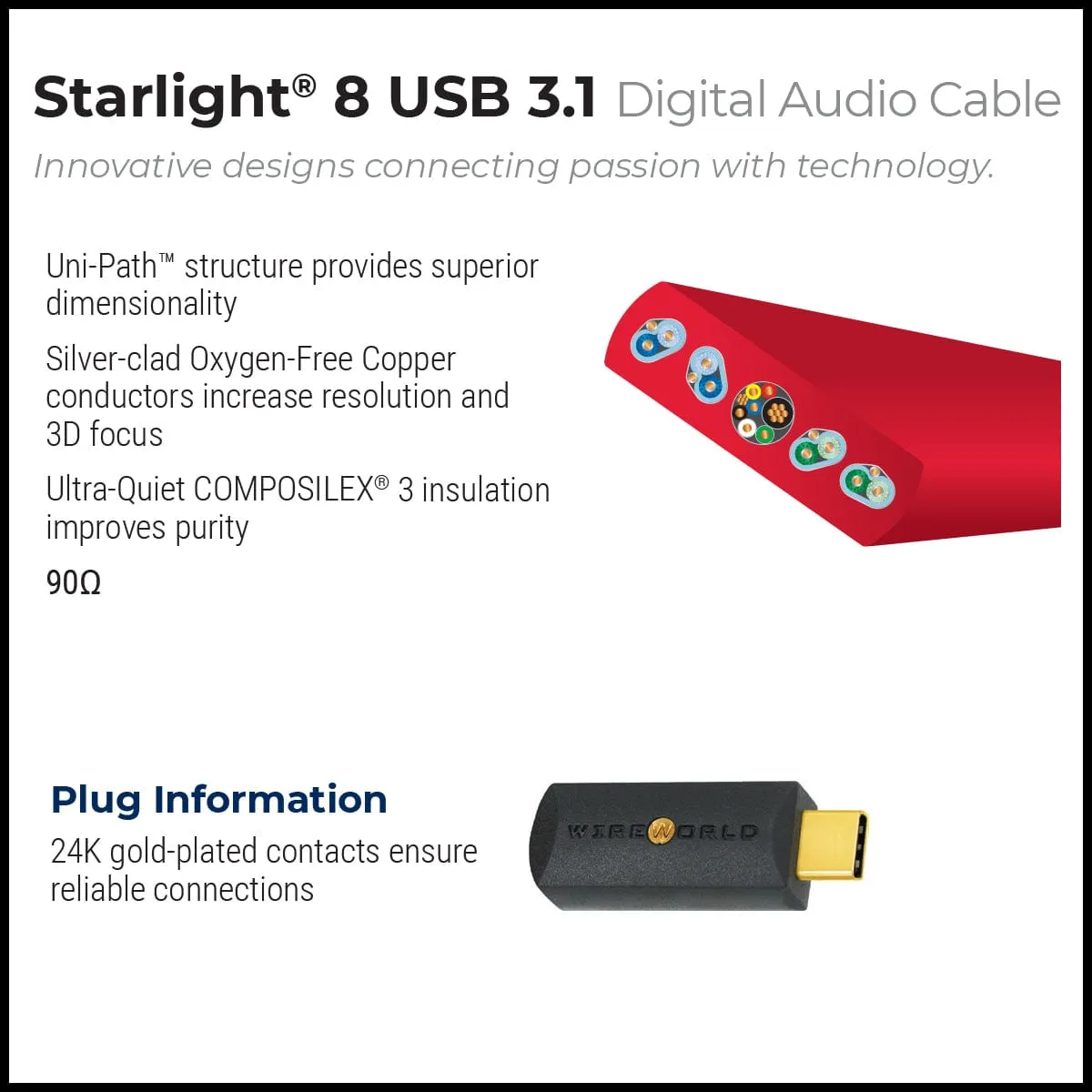 WireWorld Starlight 8 USB 3.1 Audiokabel C-C 0,6 m