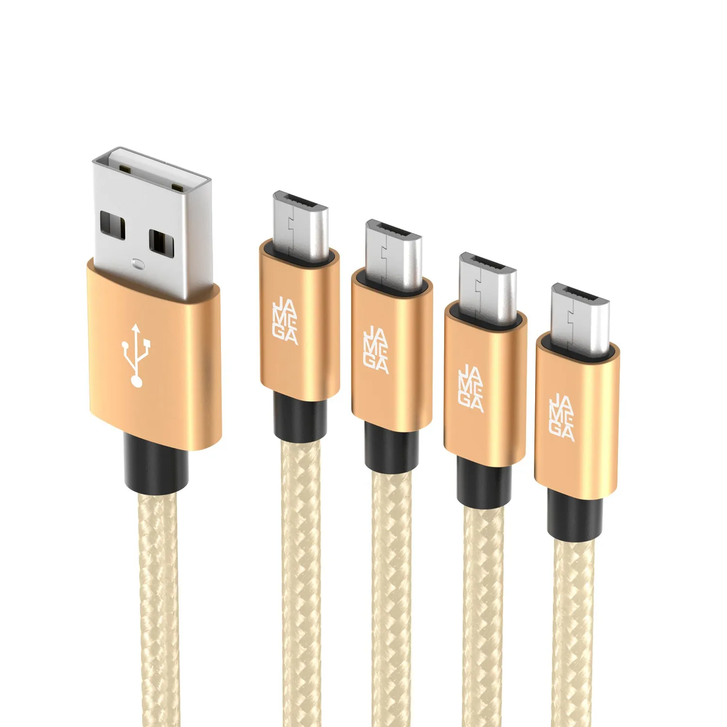 JAMEGA Premium Micro USB Kabel 0,5-3 m 4er Set rot