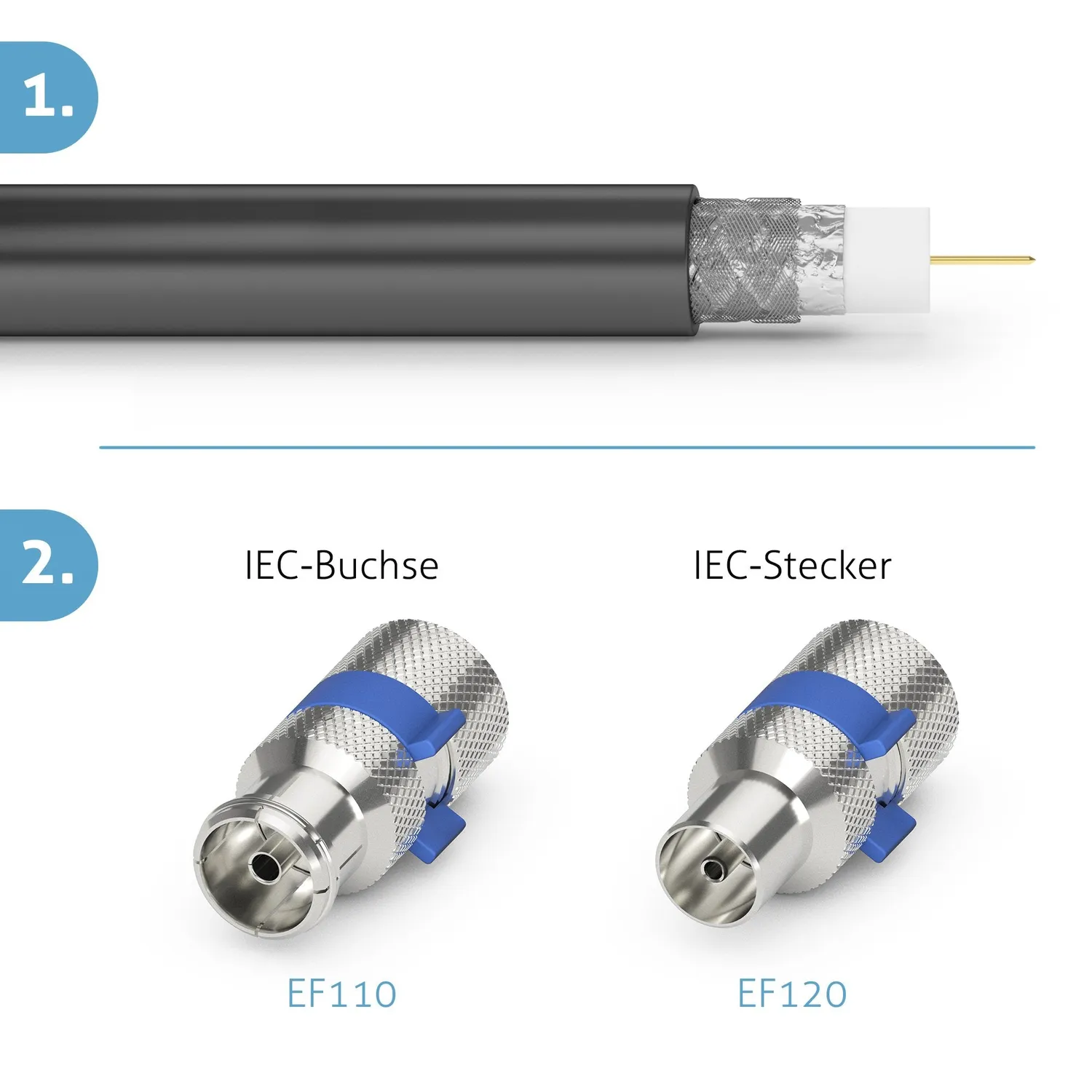 Sonero X-EF110-02 IEC-Stecker chrom 2er-Set 6,5-7,5 mm