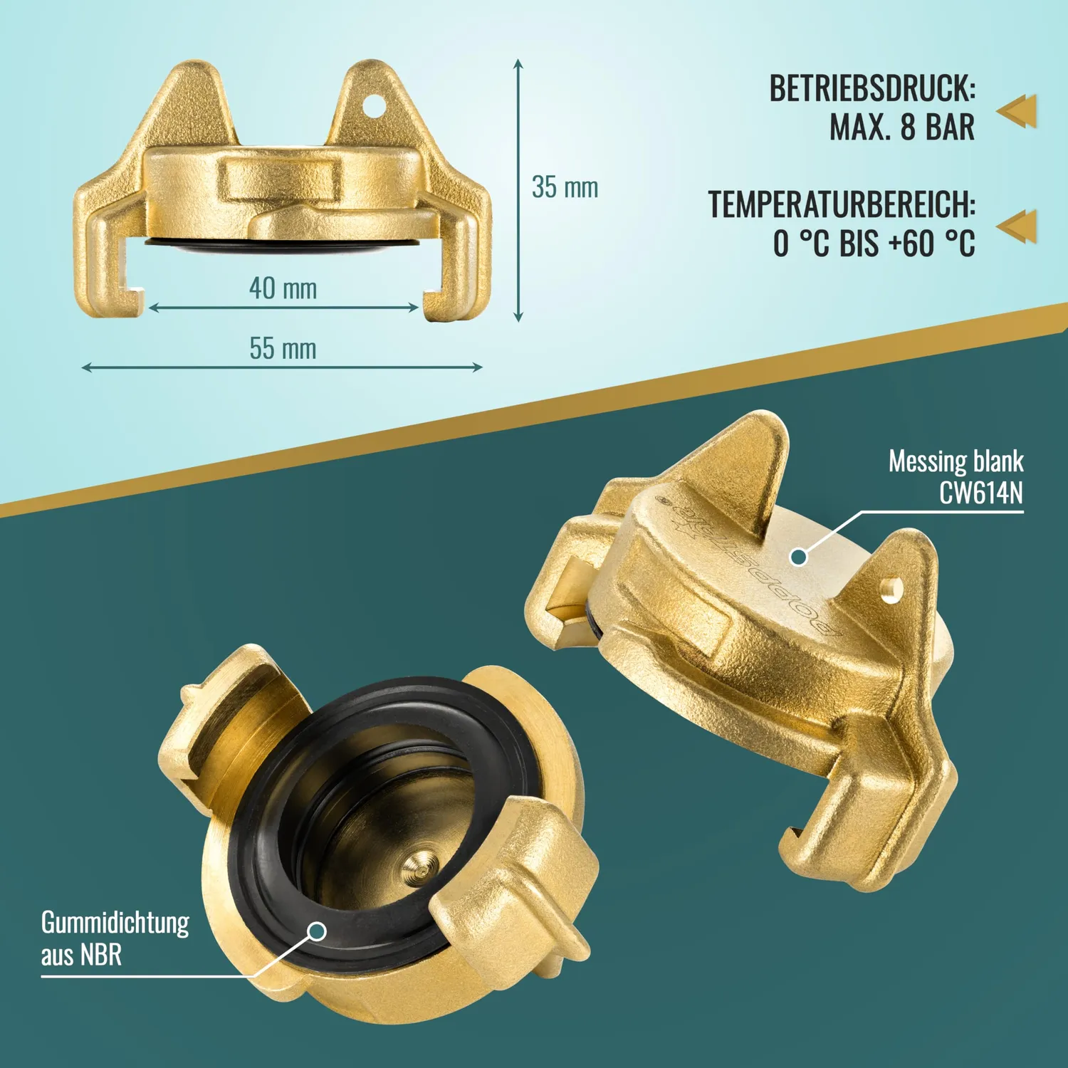 Poppstar Blindkupplung universal Messing Klauenkupplung